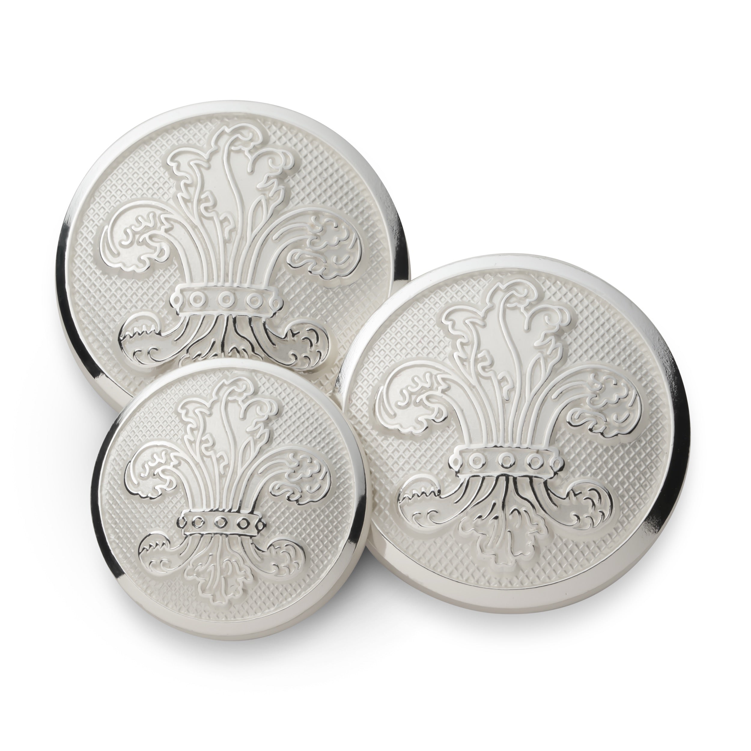 Fleur De Lys Blazer Button Set In Silver