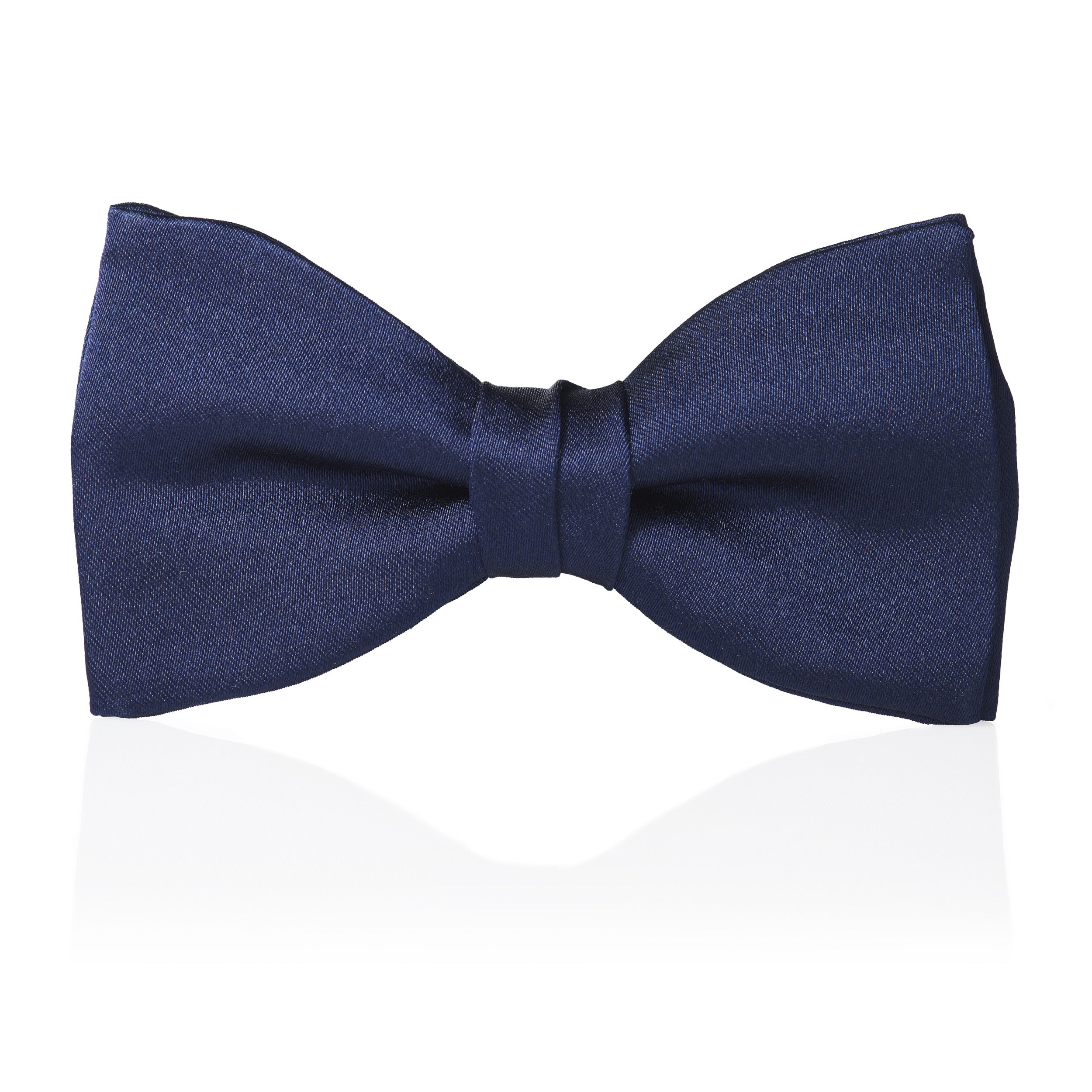 Navy Satin Silk Pre-Tied Bow Tie