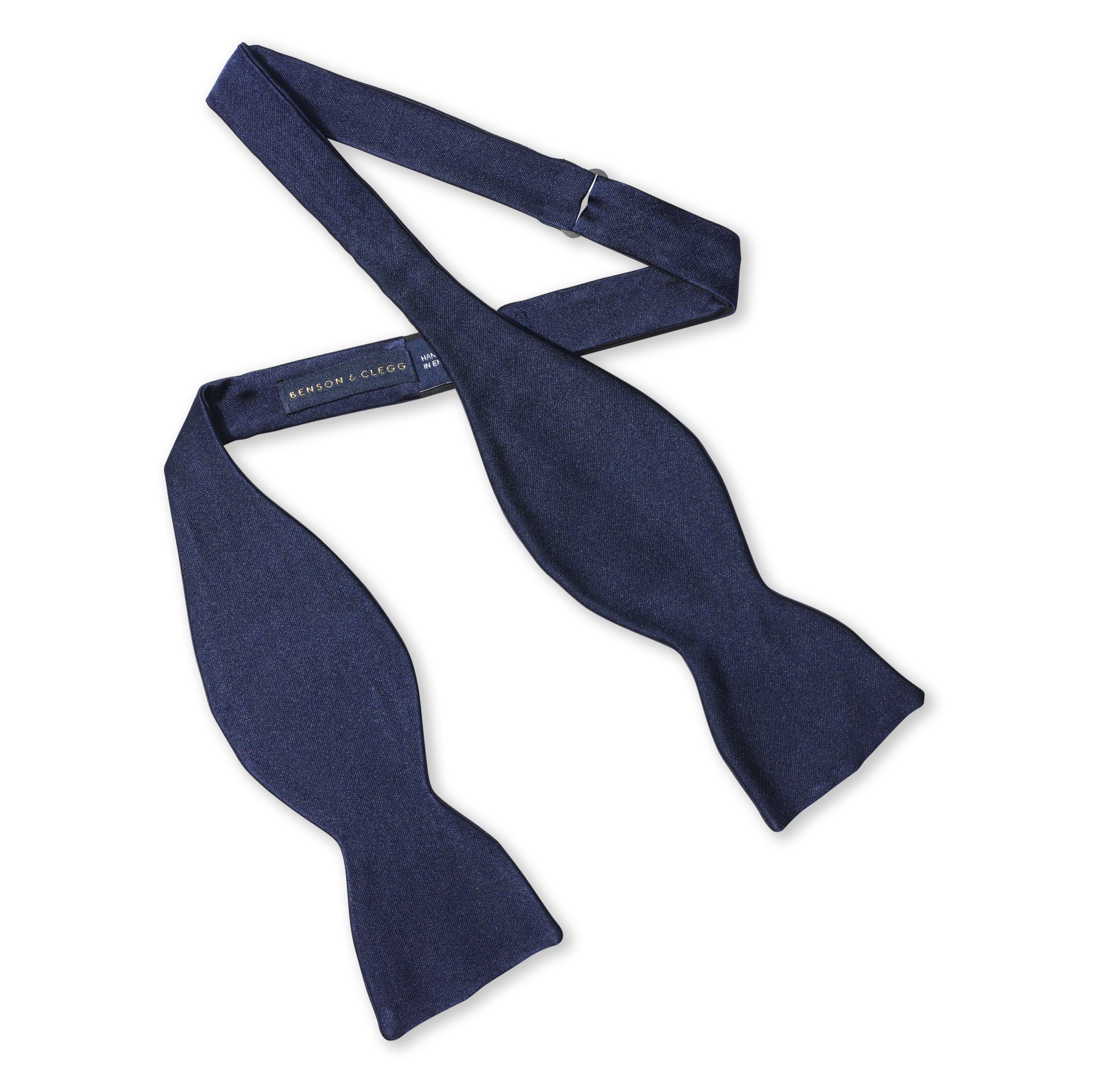 Navy Satin Silk Self-Tie Bow Tie