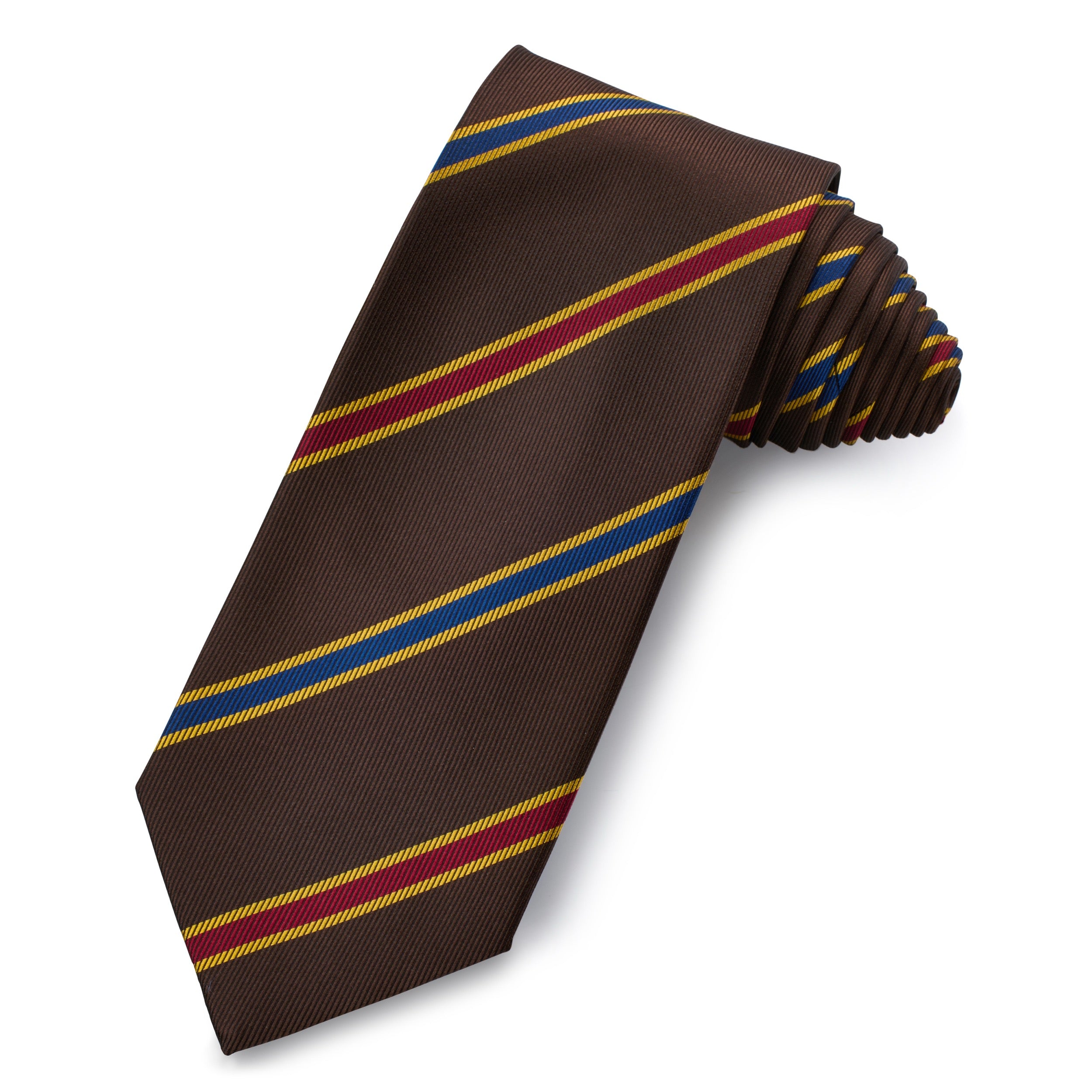 Burlington Stripe Silk Tie In Dark Chocolate