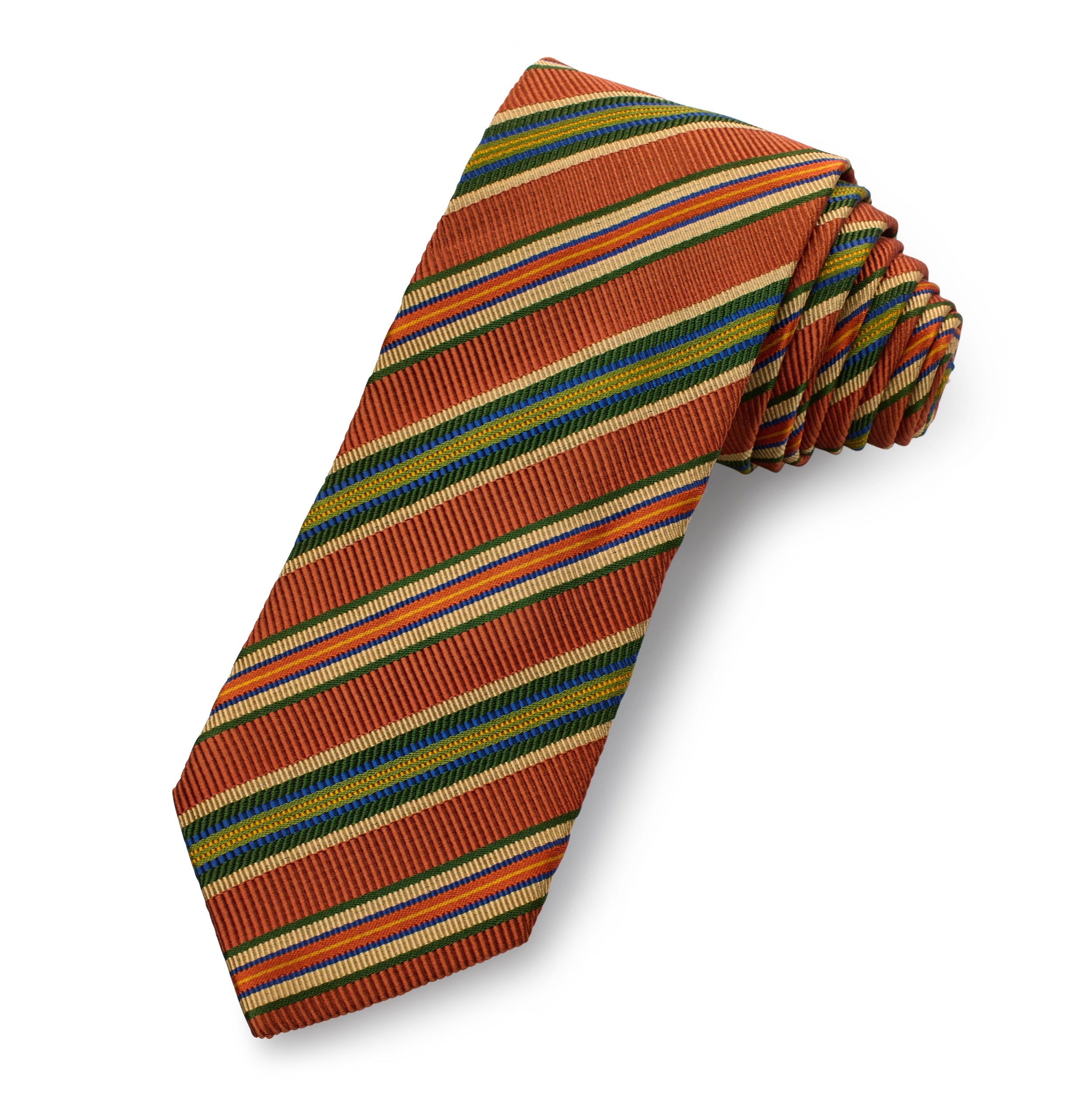 Harrington Stripe Silk Tie In Saddle Tan