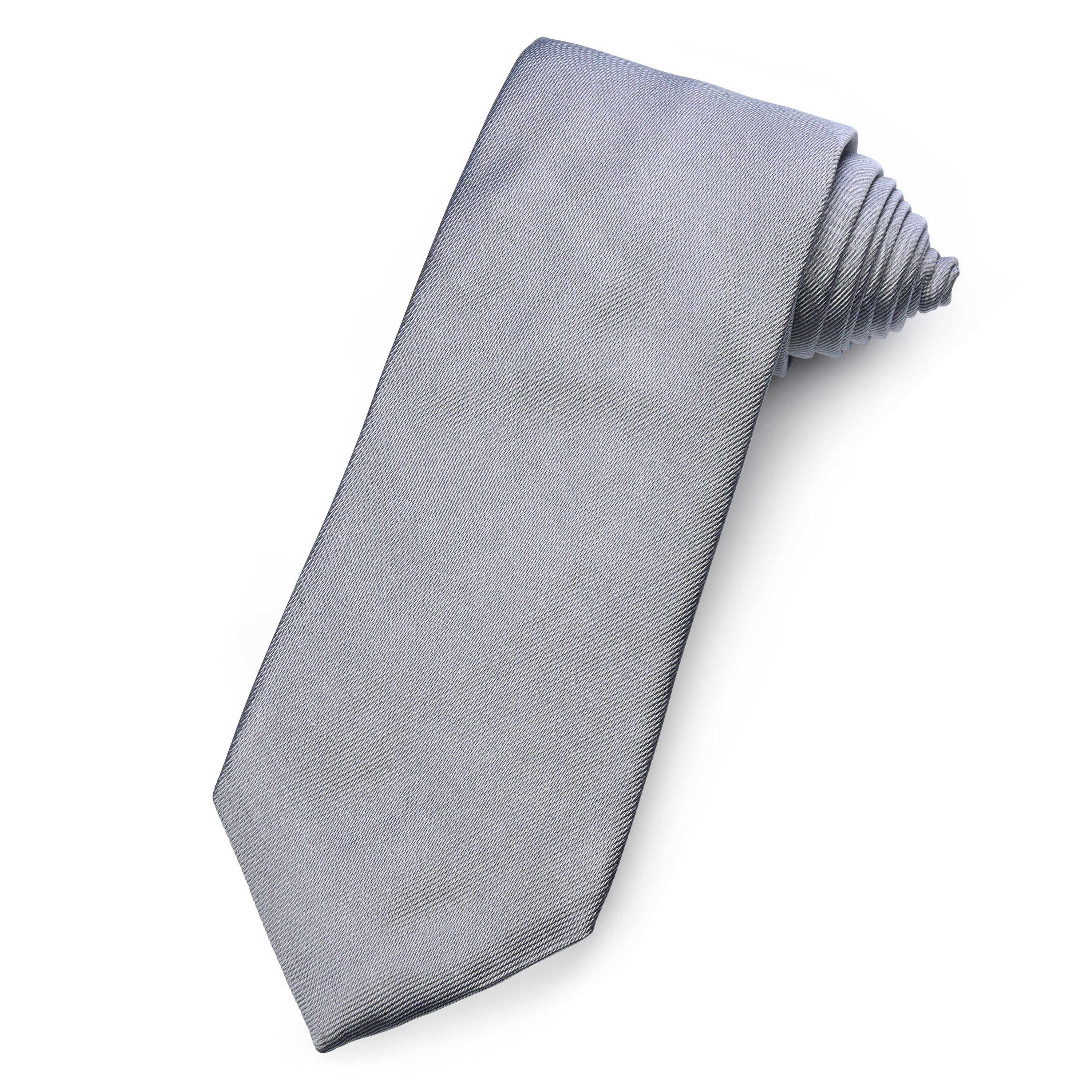 Plain Silk Reppe Tie in Pewter Silver by Benson & Clegg