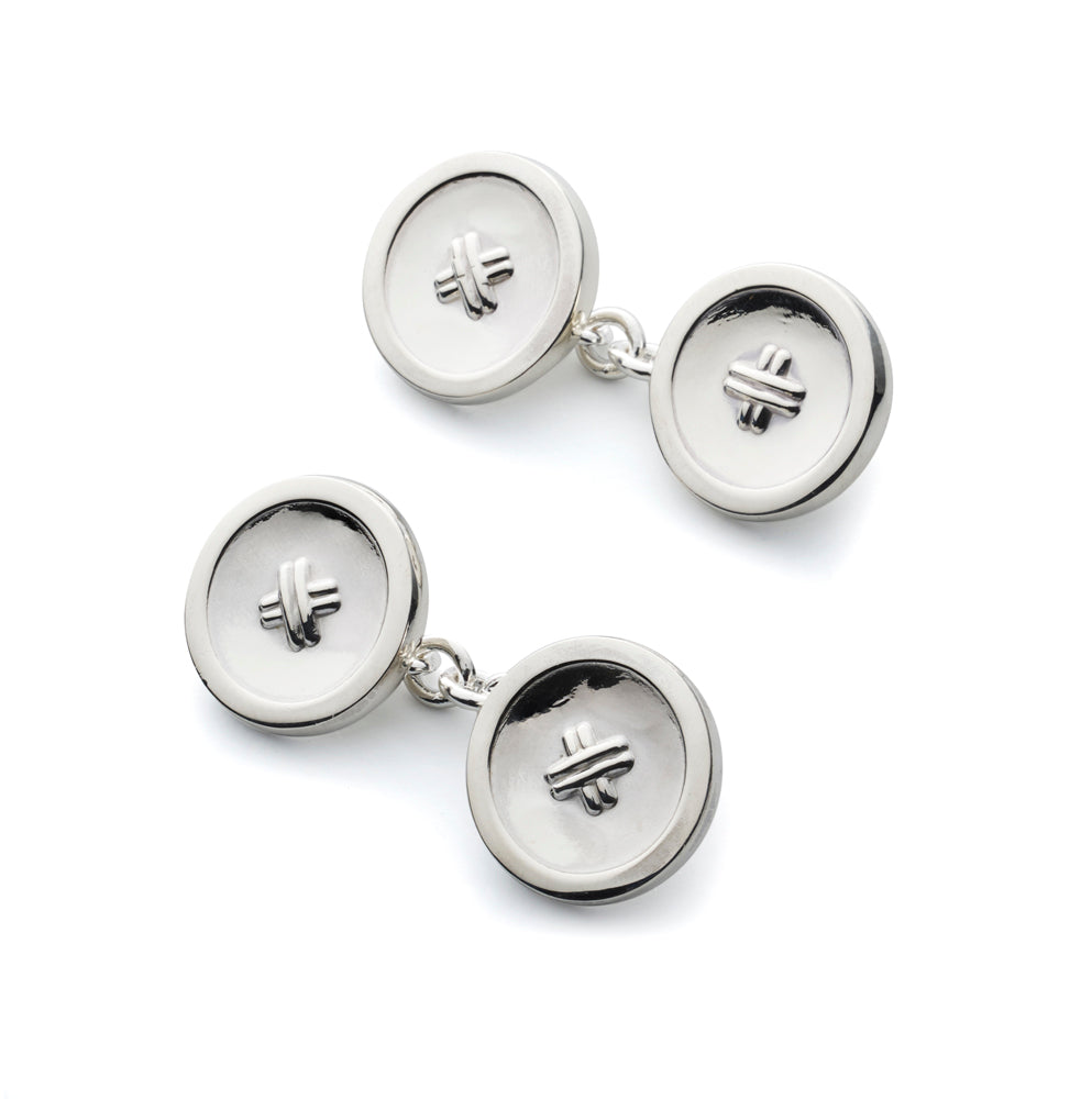 Button Cufflinks In Sterling Silver