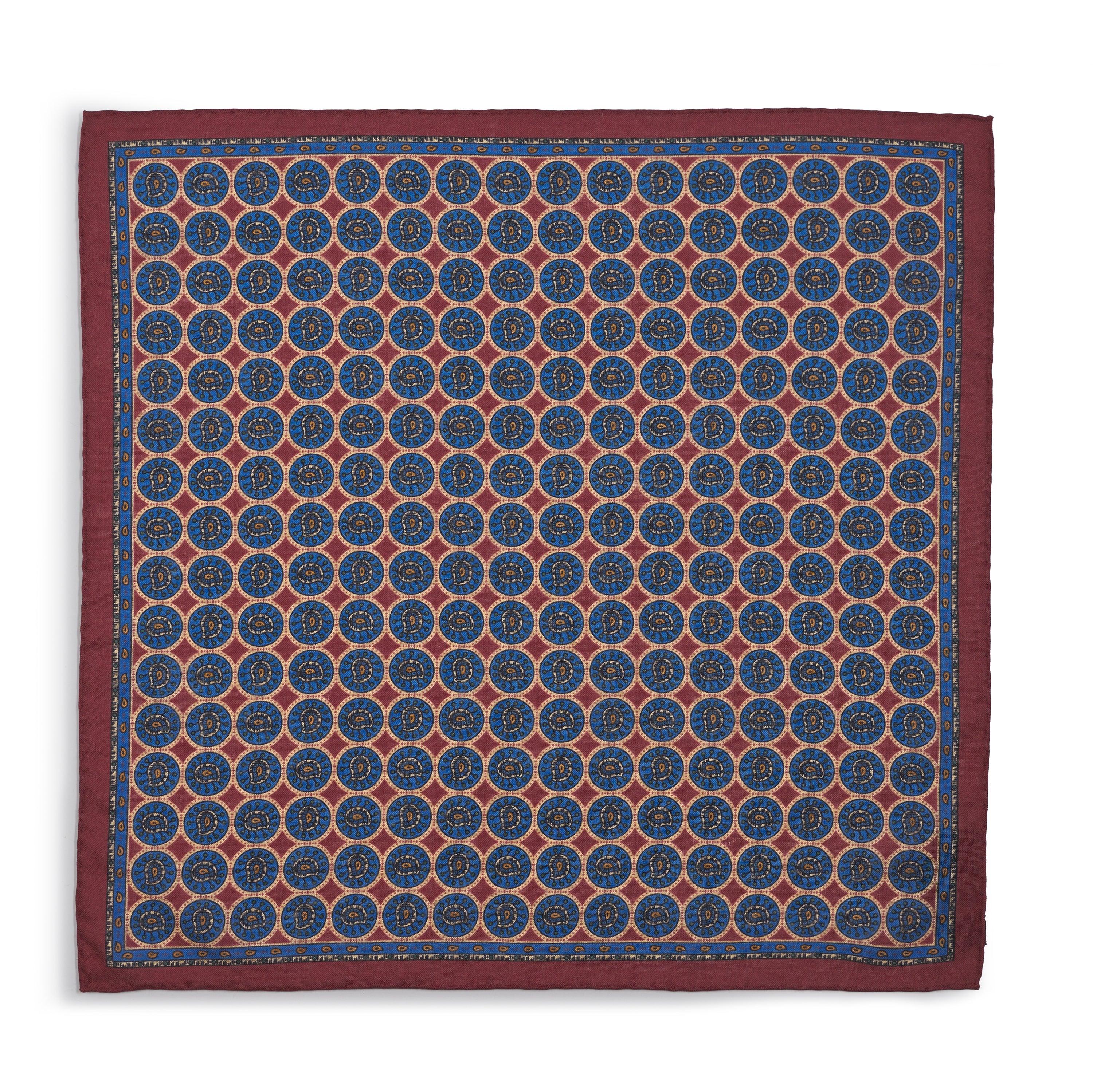 Circular Paisley (Wool & Silk Mix) Pocket Square In Red