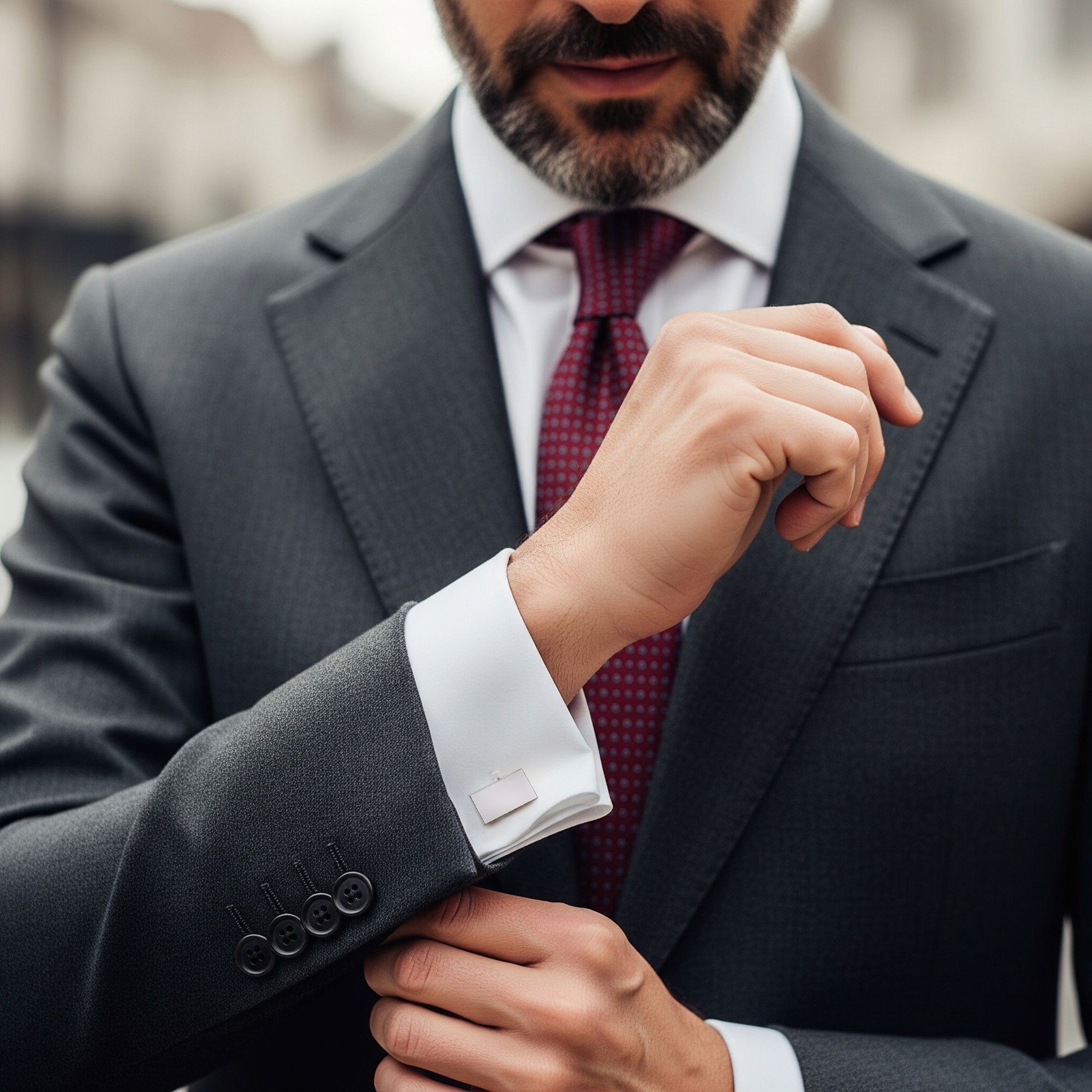 Rectangular Cufflinks In Silver