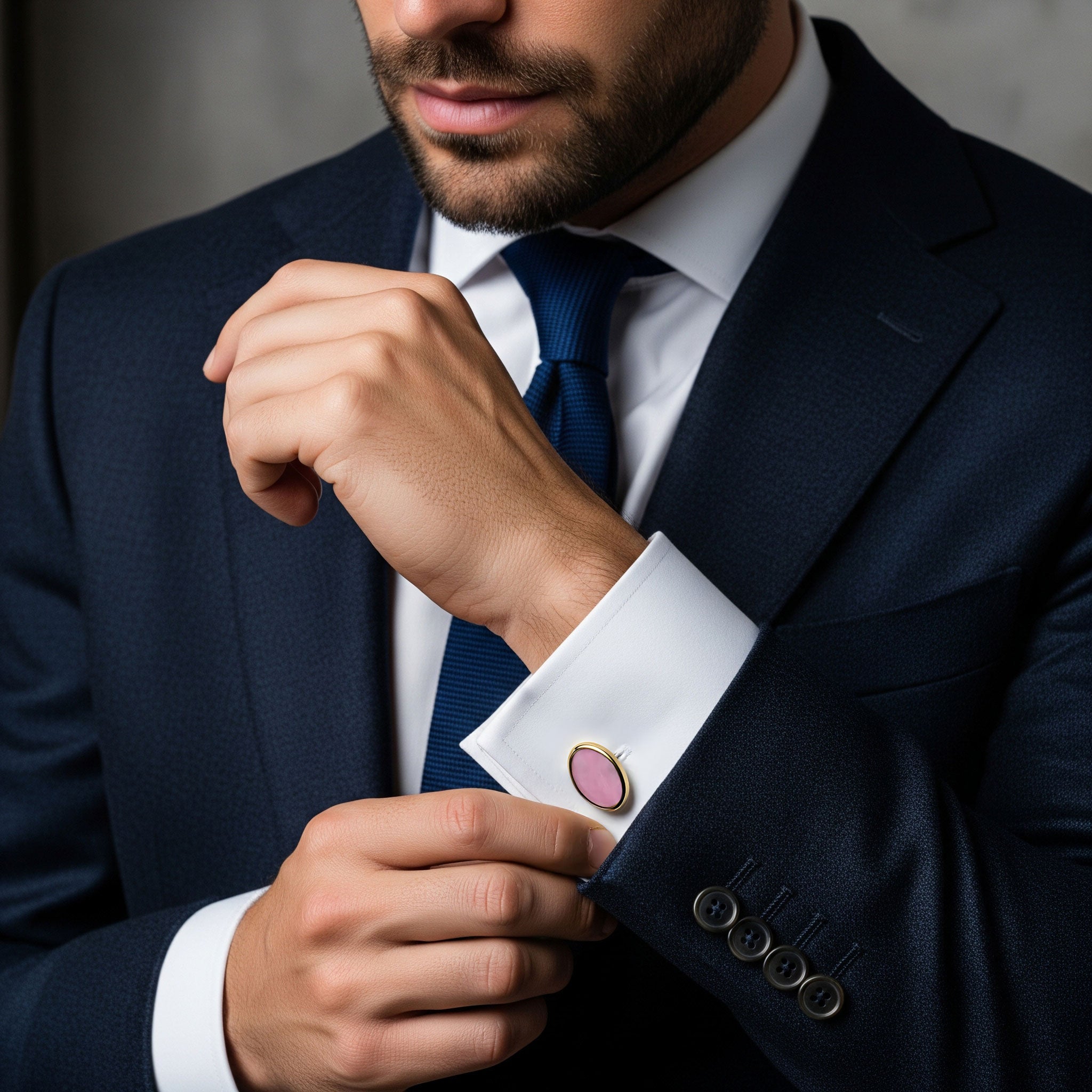 Rhodochrosite Cufflinks In Gold
