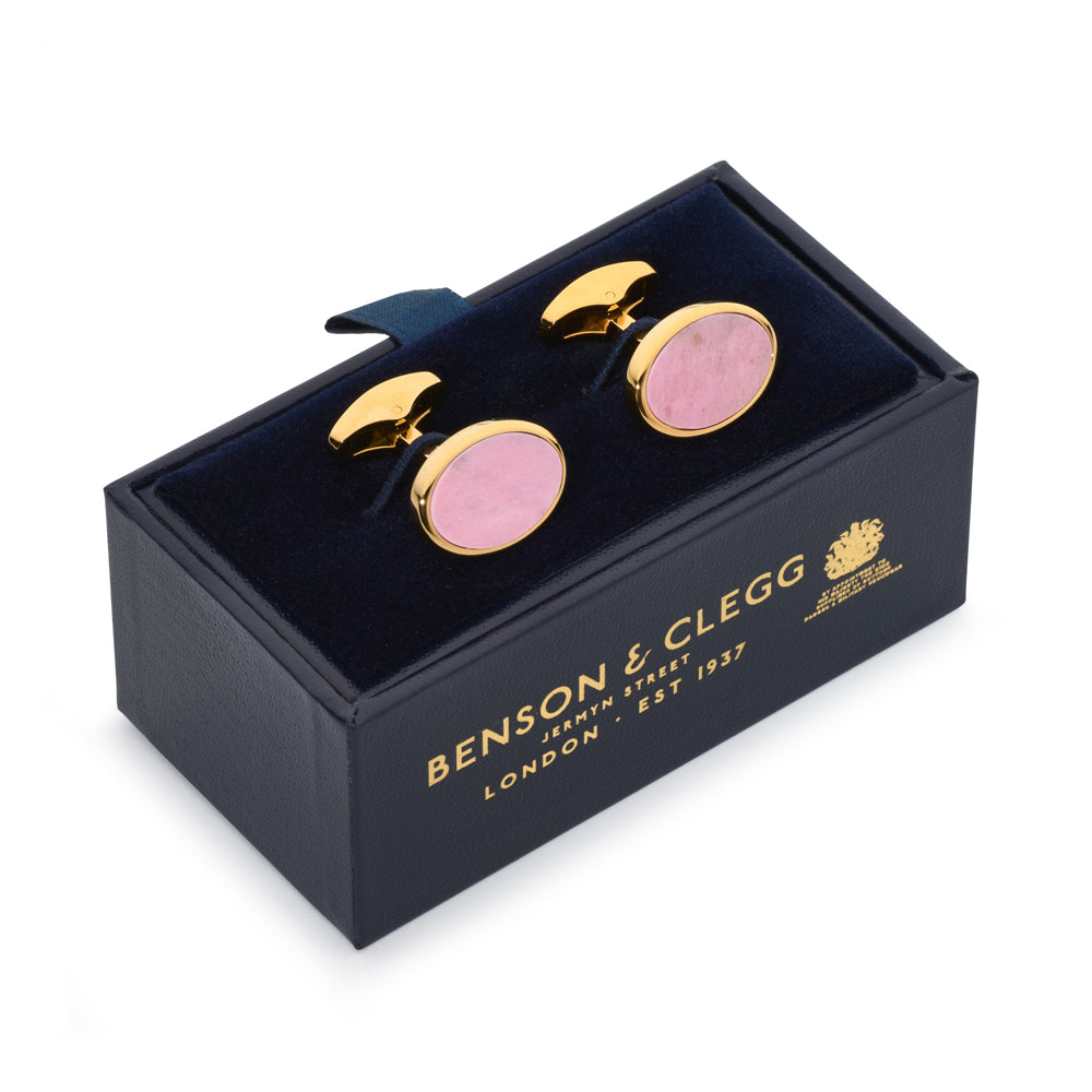 Rhodochrosite Cufflinks In Gold
