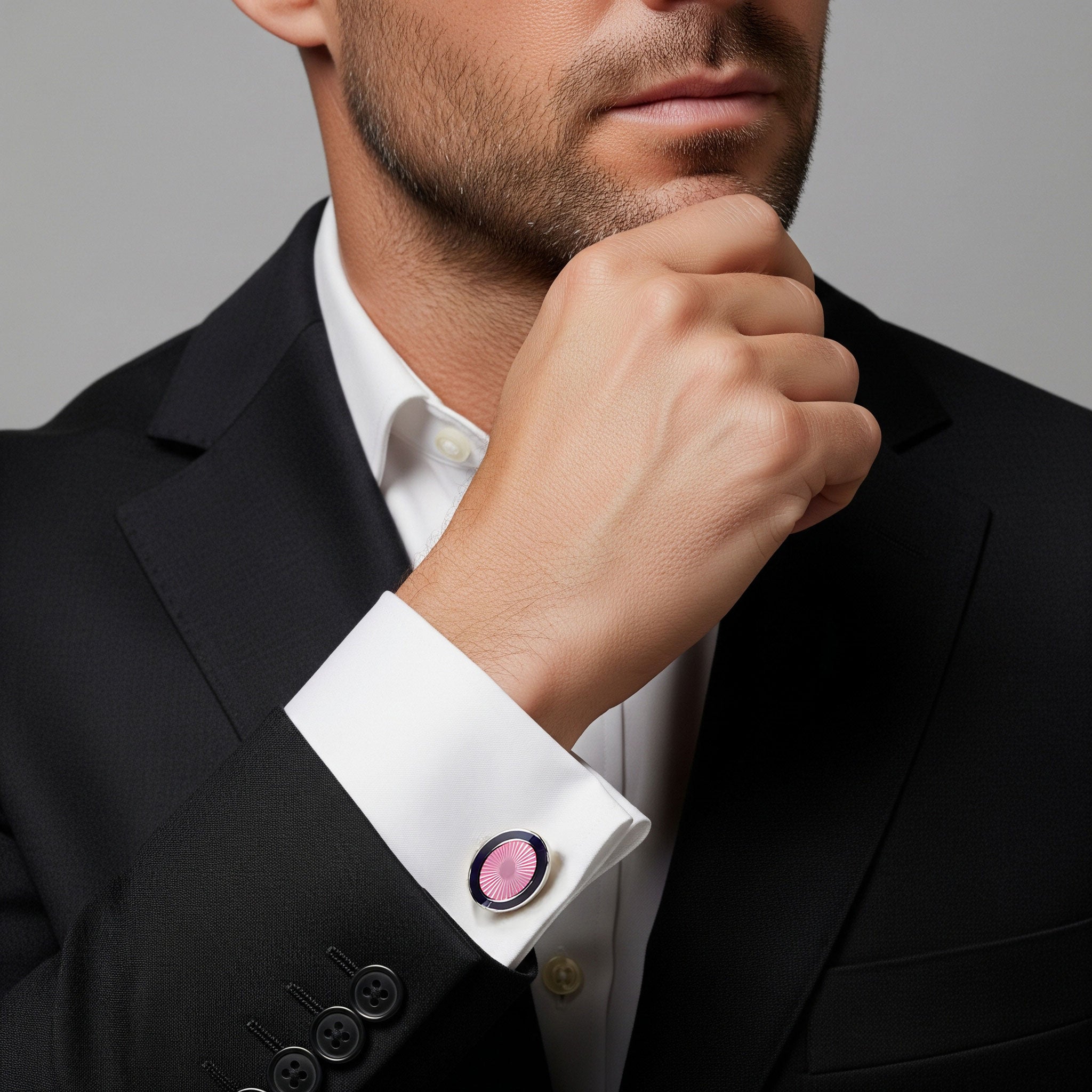 Sunburst Enamel Cufflinks In Pink Bloom