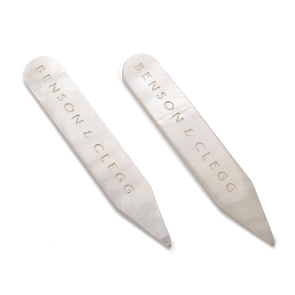 Collar Stiffeners In White Mother Of Pearl