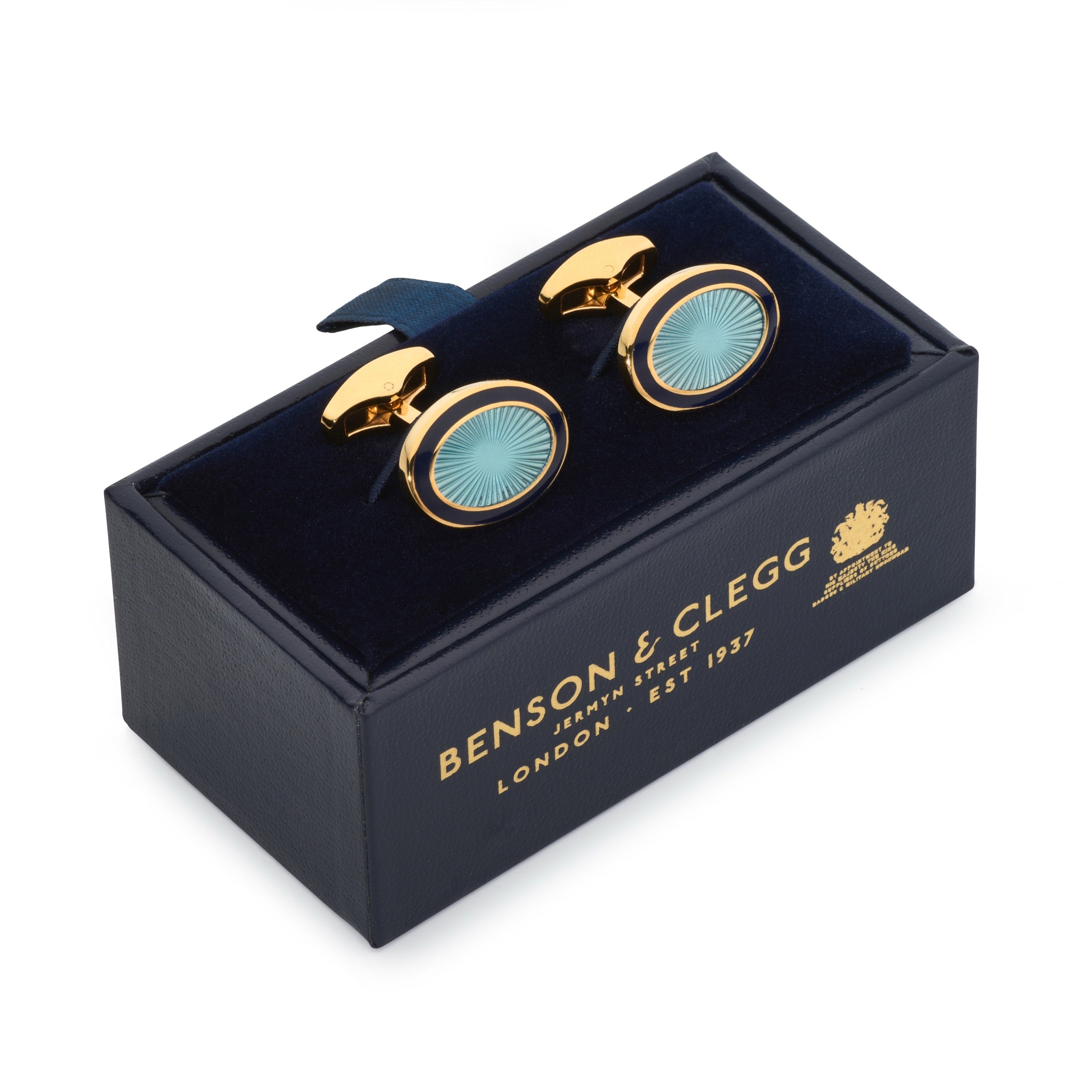 Sunburst Enamel Cufflinks In Sapphire Blue