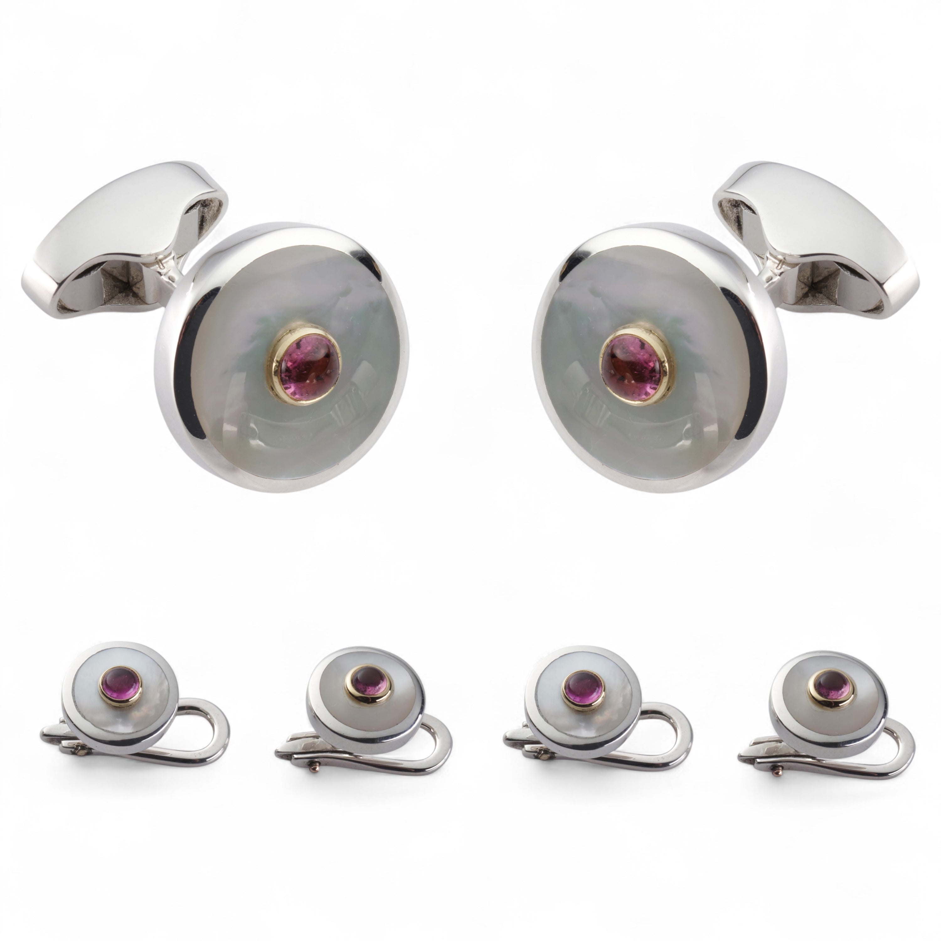 Classic Sterling Silver And Pink Tourmaline Dress Set