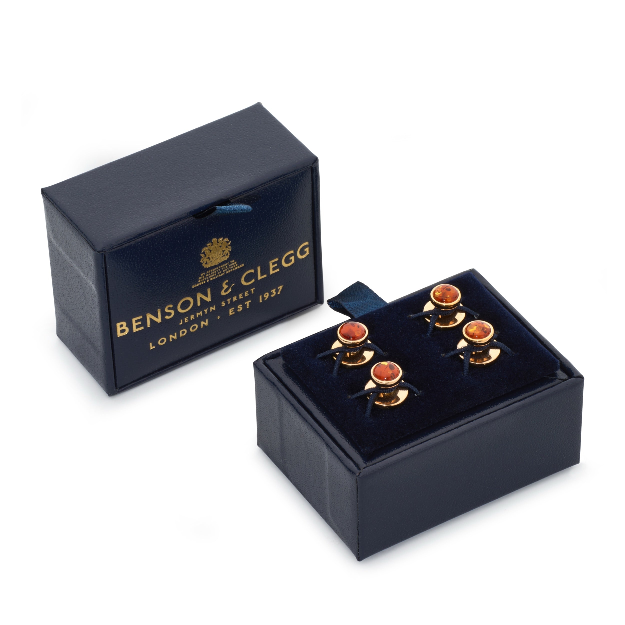 Baltic Amber Dress Studs In Gold Plated Sterling Silver