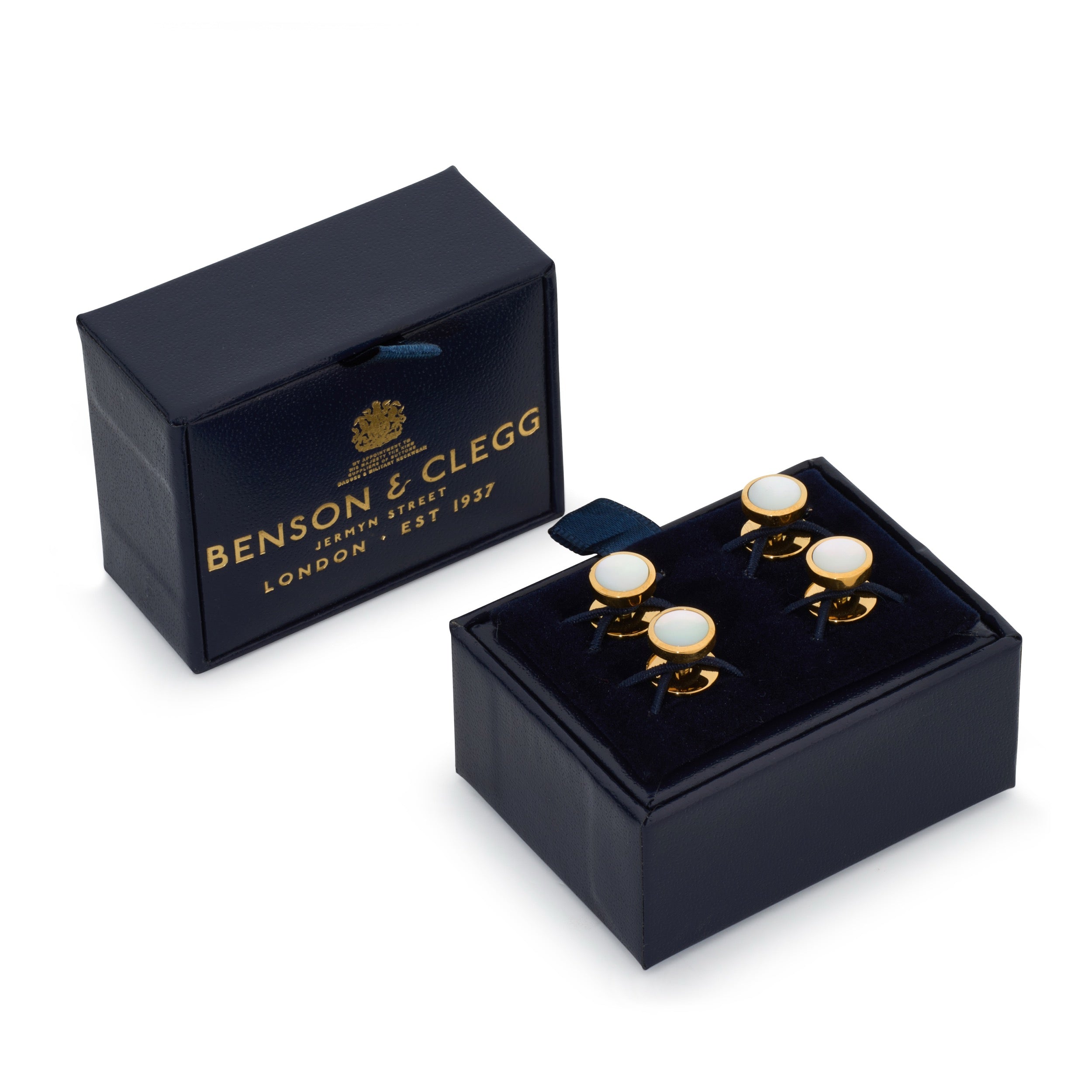 Mother Of Pearl Dress Studs In Gold