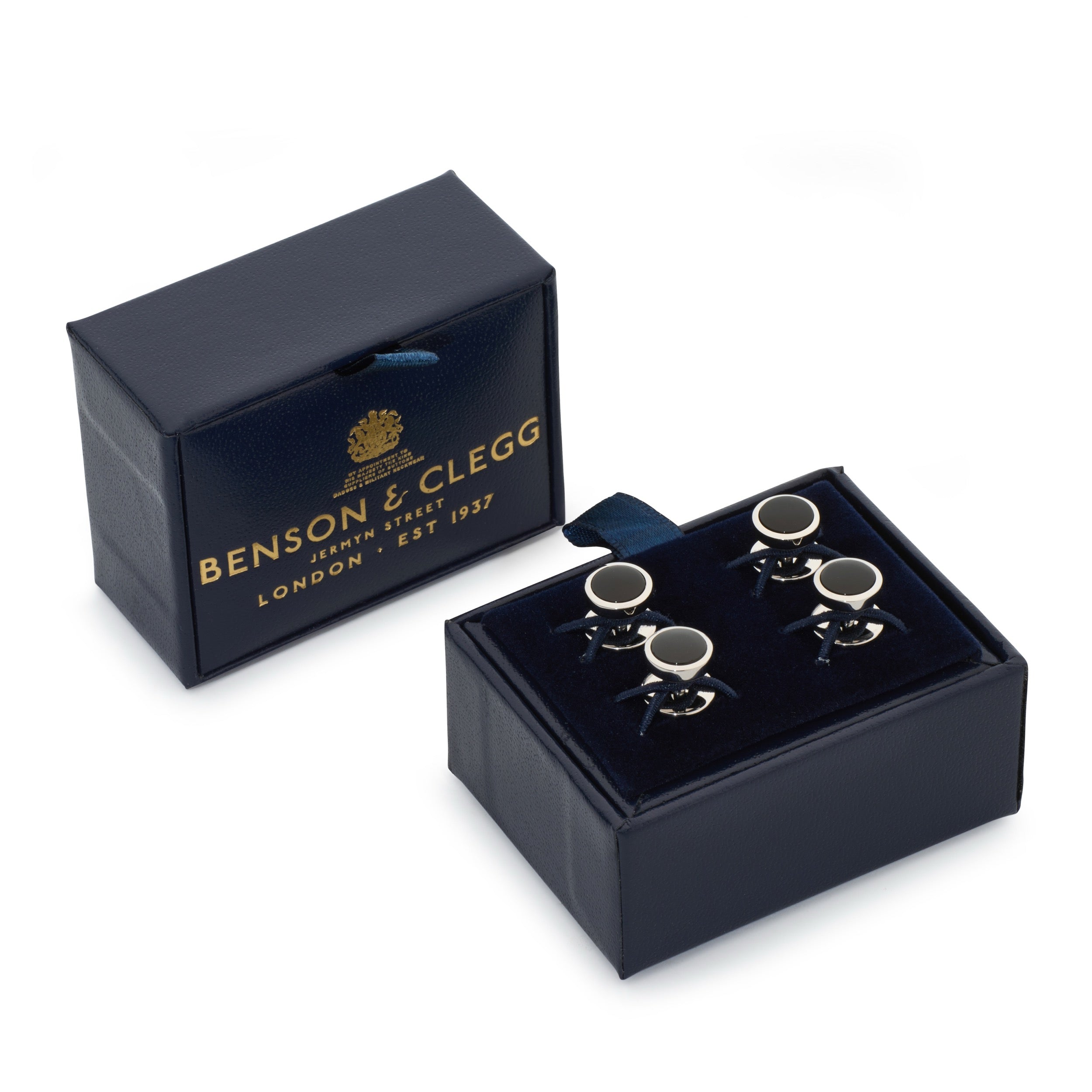 Onyx Dress Studs In Silver