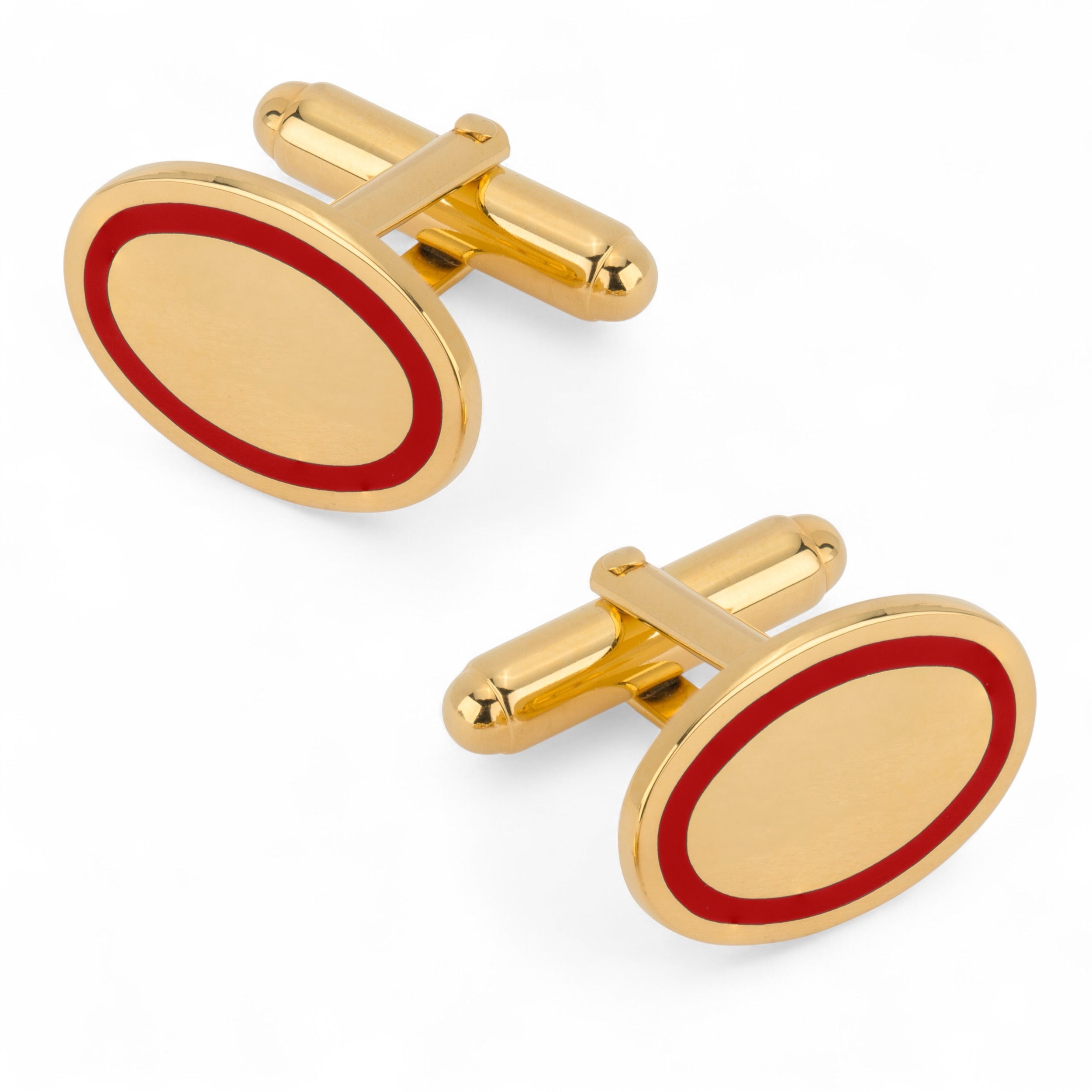 Gold Cufflinks With Red Enamel