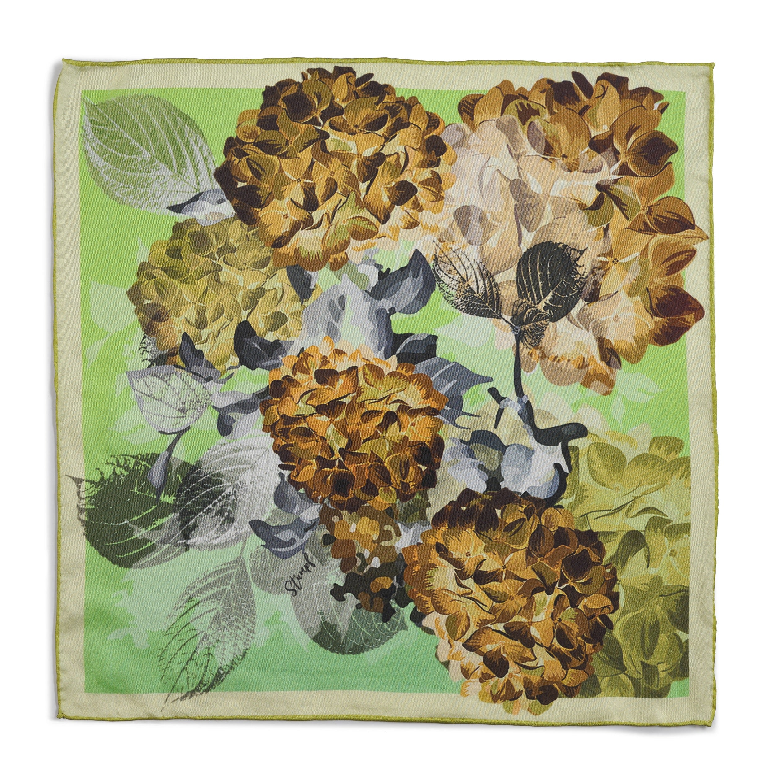 Hydrangea Golden Pocket Square