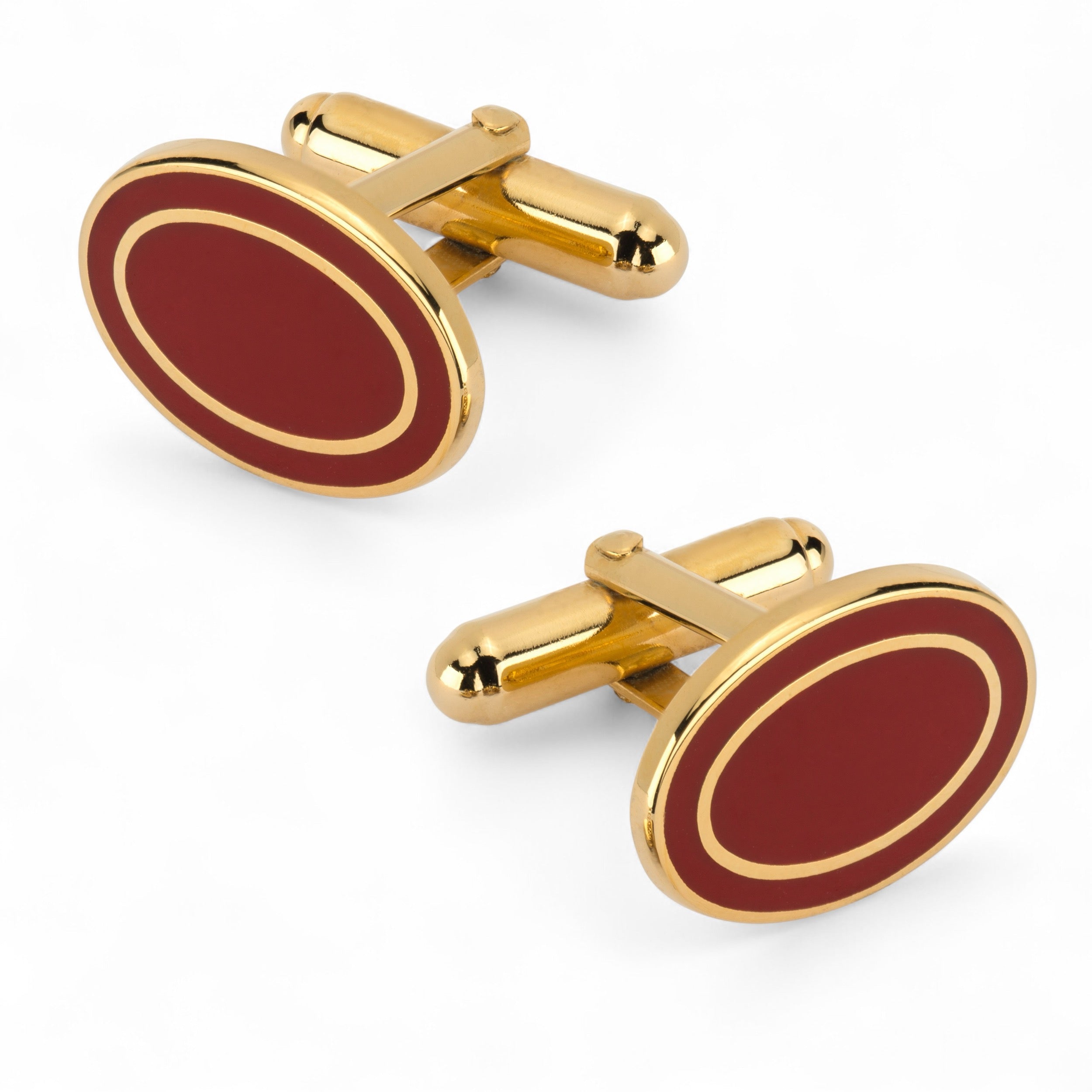 Oval Cufflinks In Red Enamel