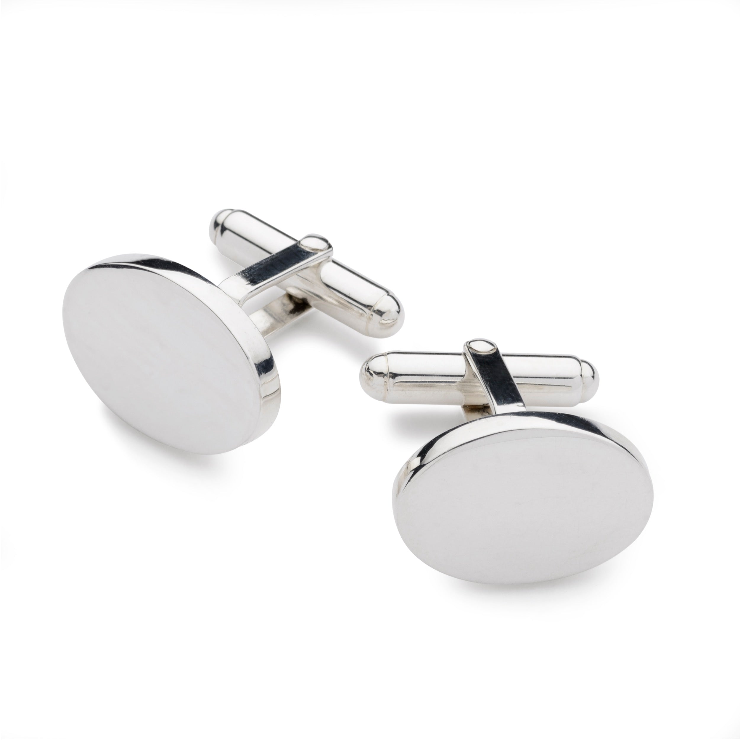 Sterling Silver Oval T-bar Cufflinks