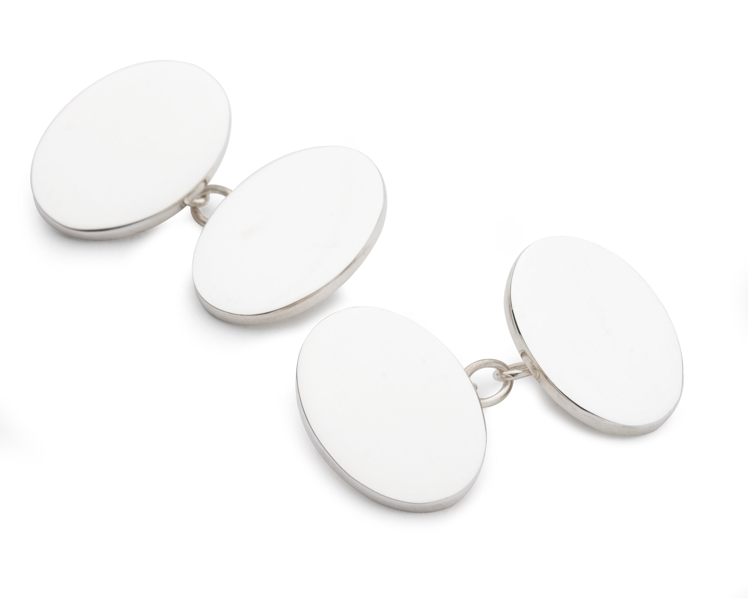 Sterling Silver Oval Chain Cufflinks