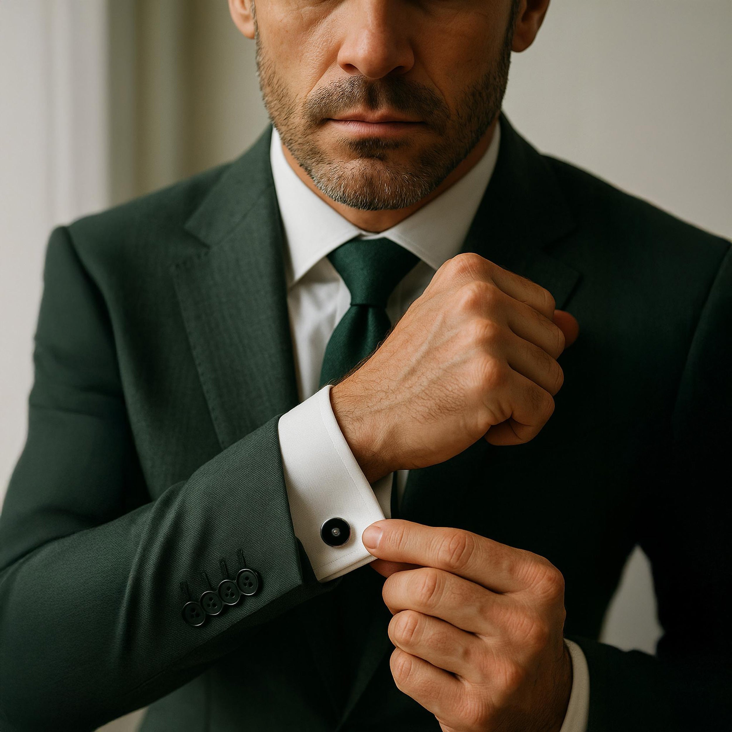 Sterling Silver Cufflinks With Onyx And Diamond