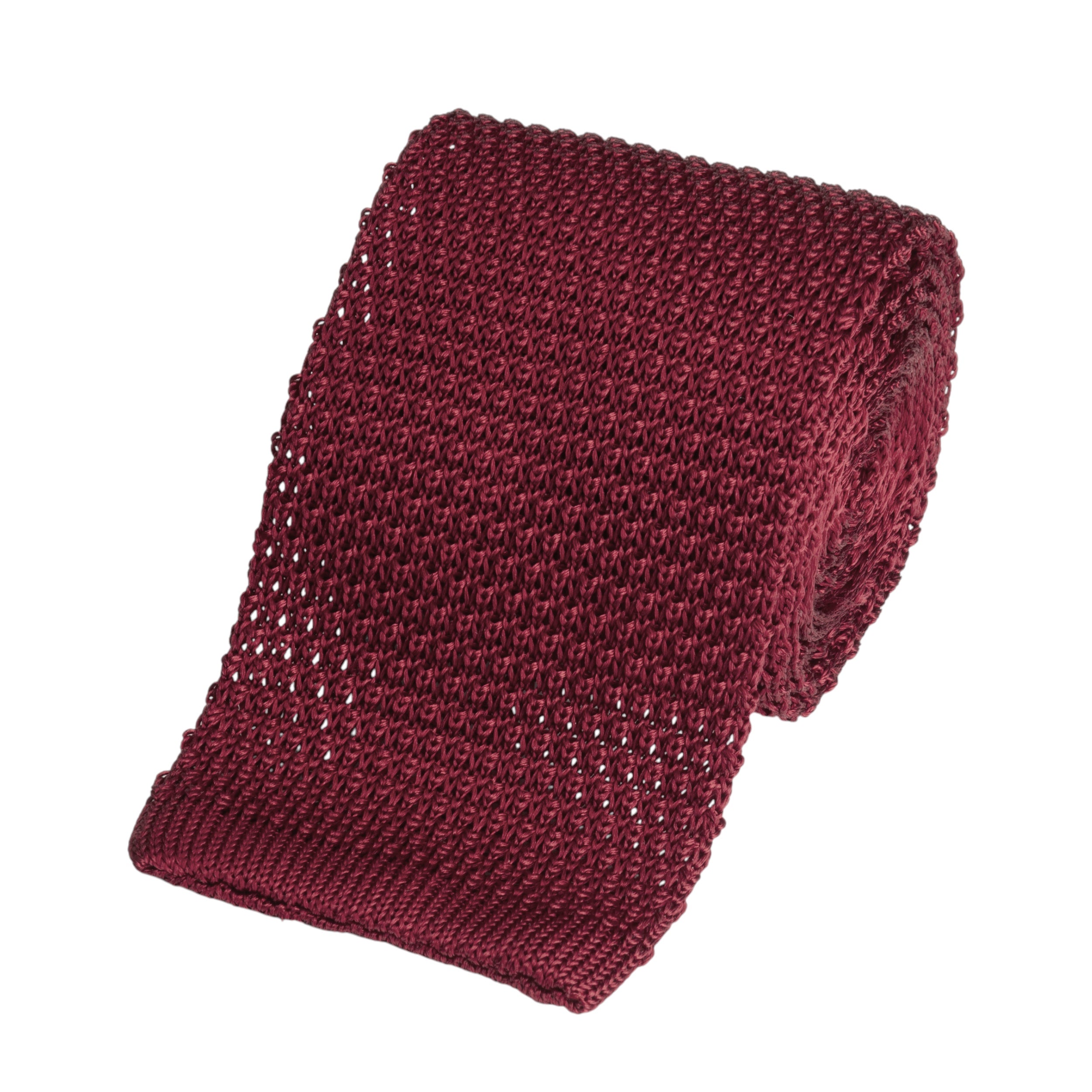 Knitted Silk Tie In Burgundy