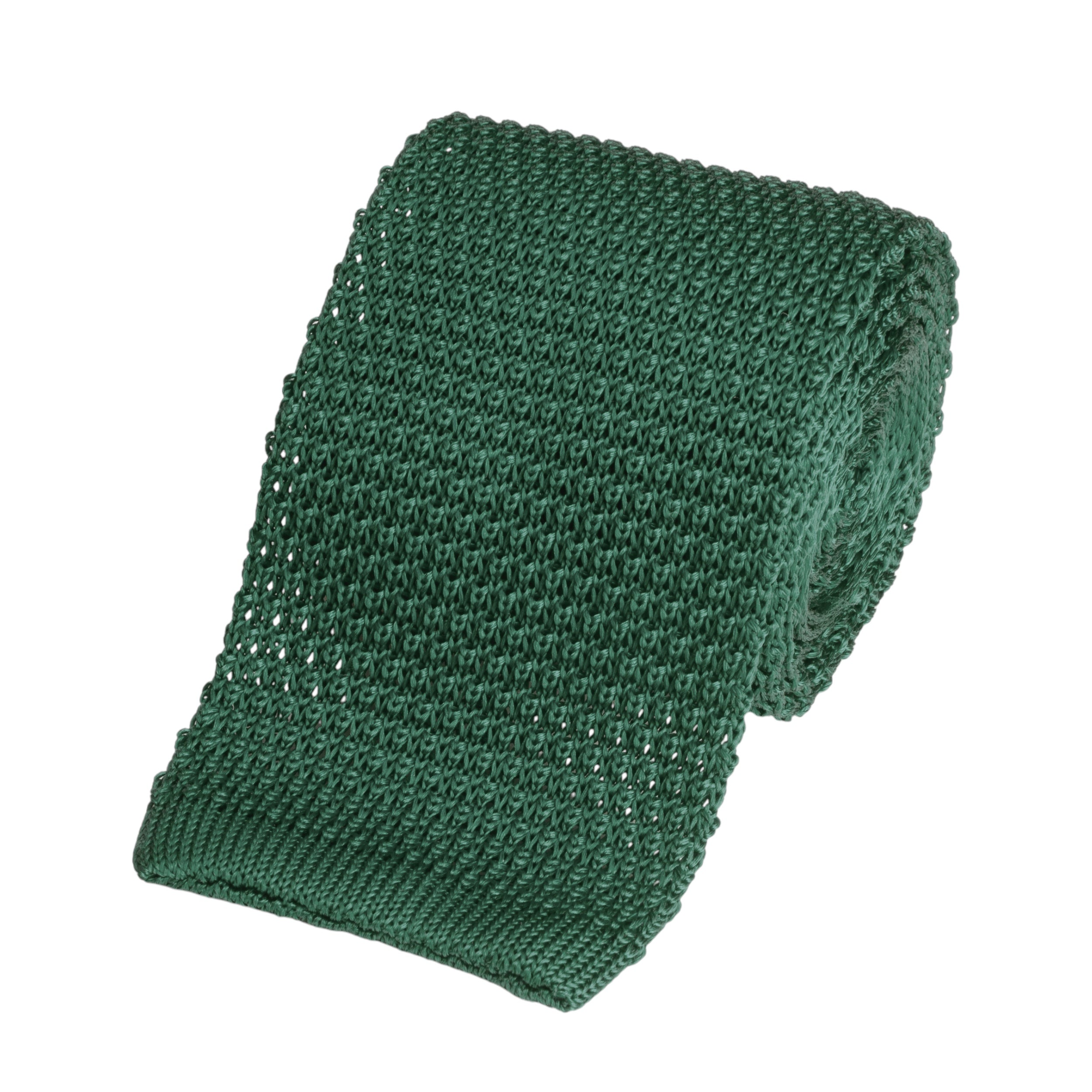 Knitted Silk Tie In Racing Green