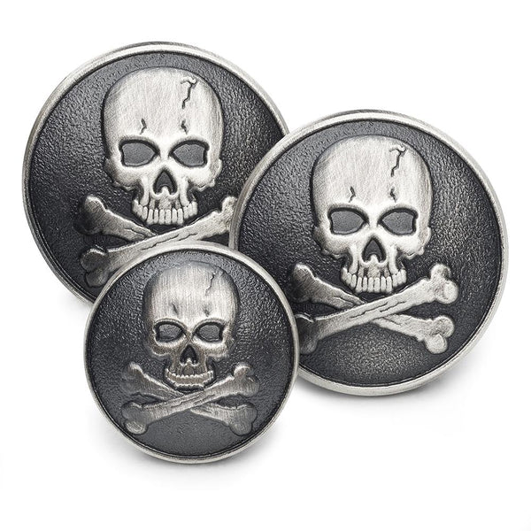 Skull & Crossbones (Antique Silver) Blazer Button Set (Single Breasted) Blazer Buttons Not specified 