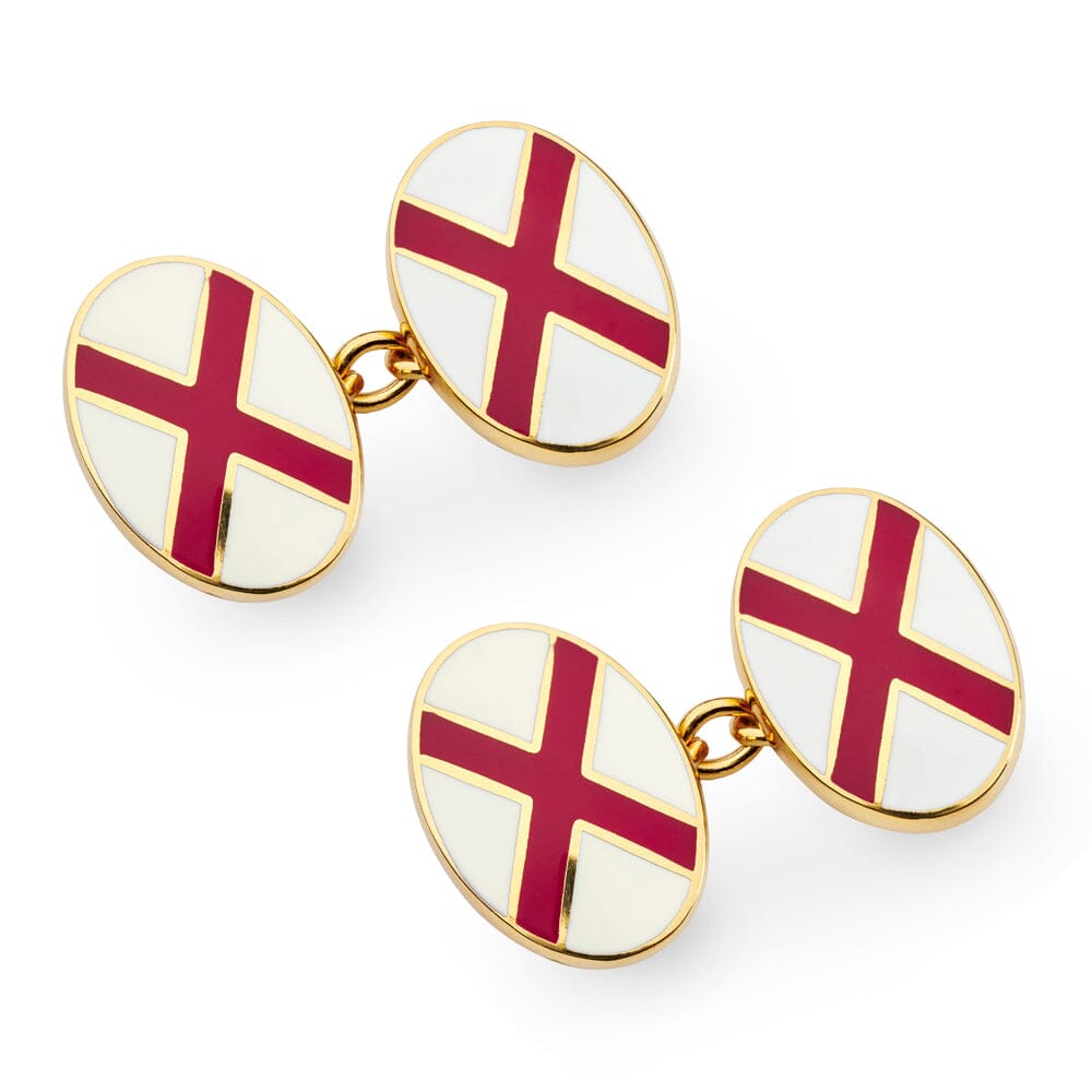 St Patricks Cross Enamel Chain Cufflinks In Gold Cufflinks Benson & Clegg 