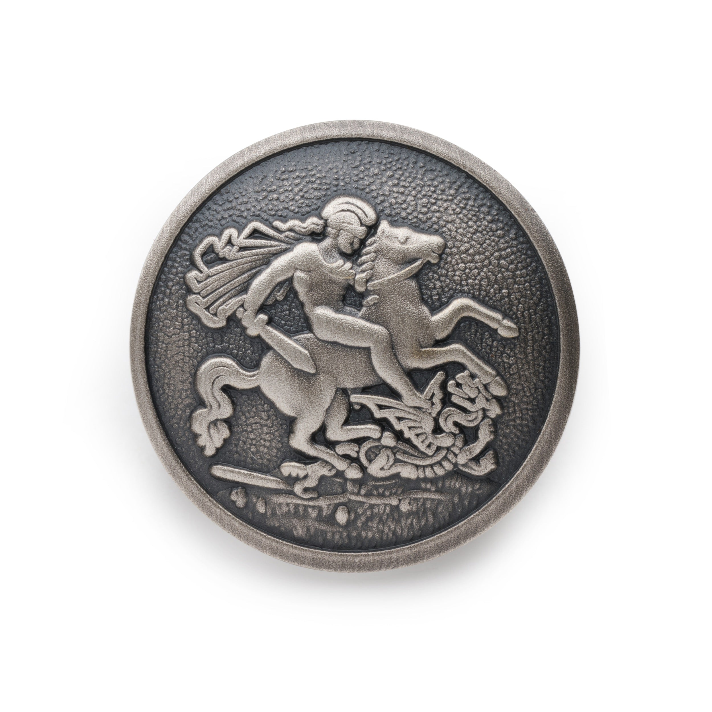 St George & The Dragon Blazer Button Set In Antique Silver