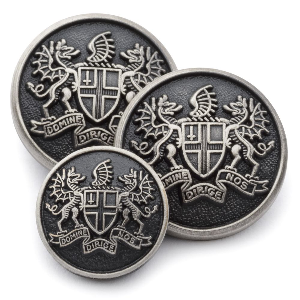 City Of London Blazer Button Set In Antique Silver