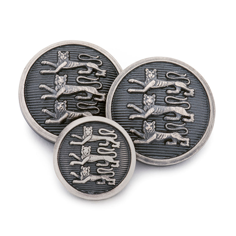 Three Lions Blazer Button Set In Antique Silver