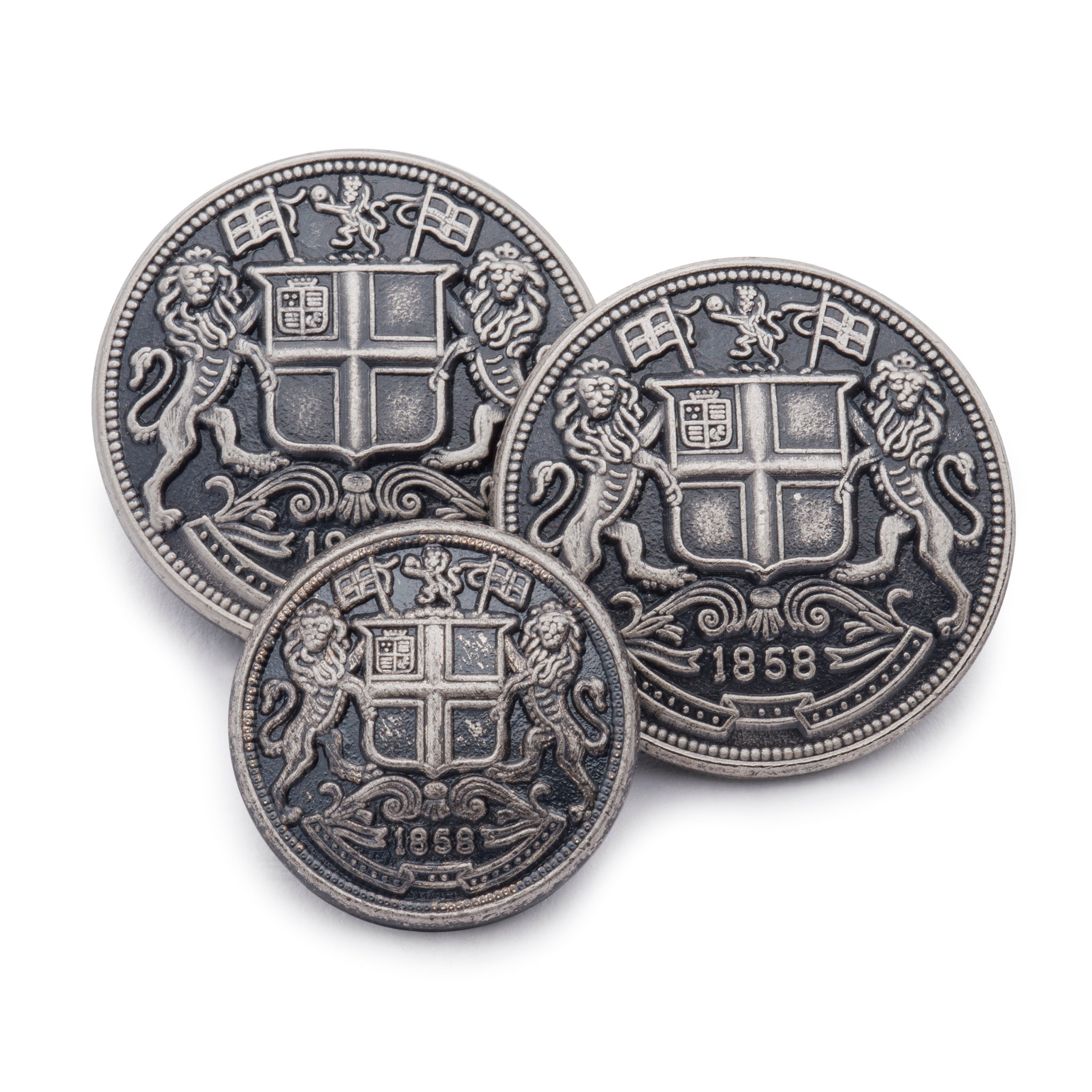 East India Company Blazer Button Set In Antique Silver