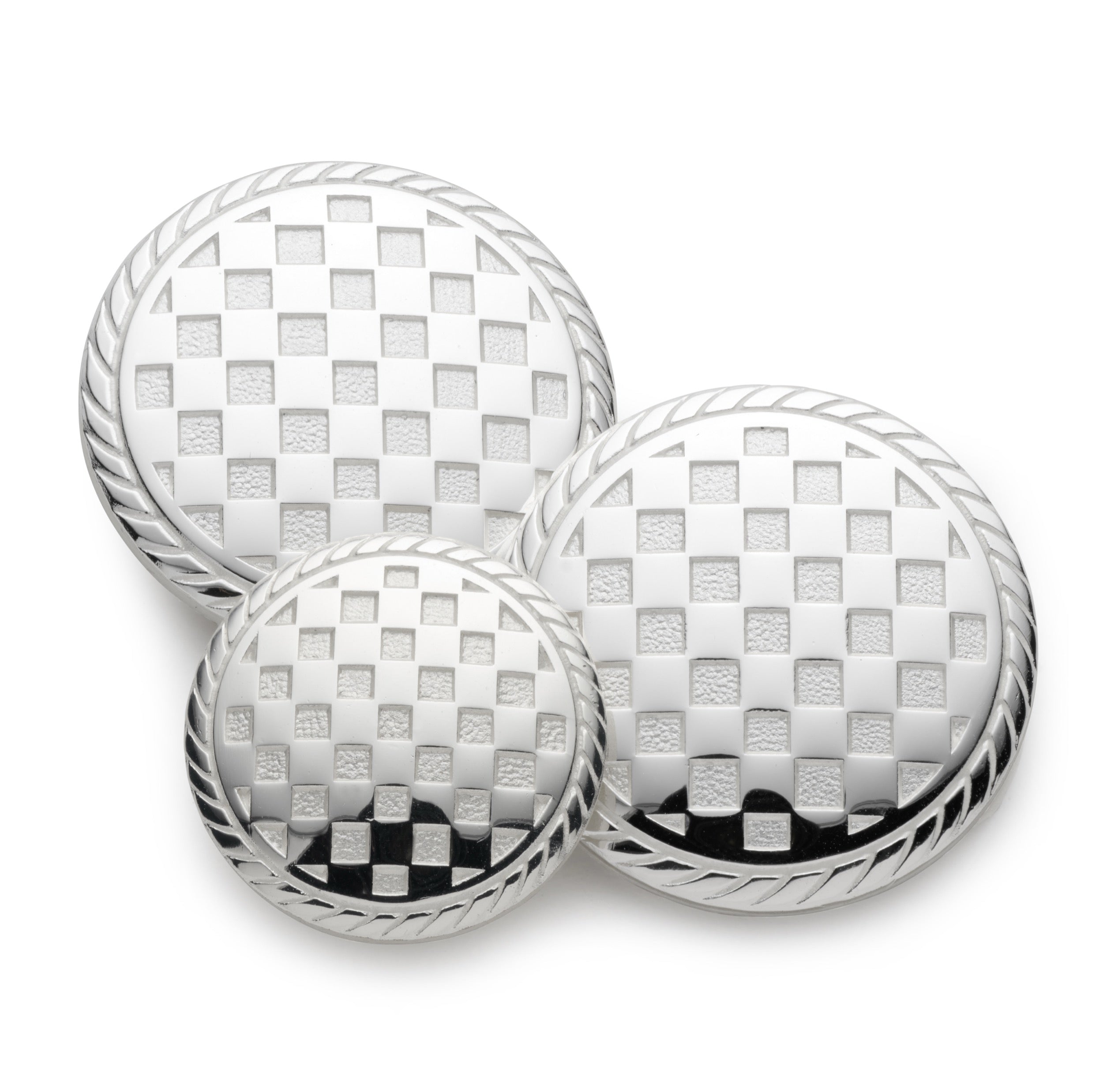 Checkerboard Blazer Button in Silver