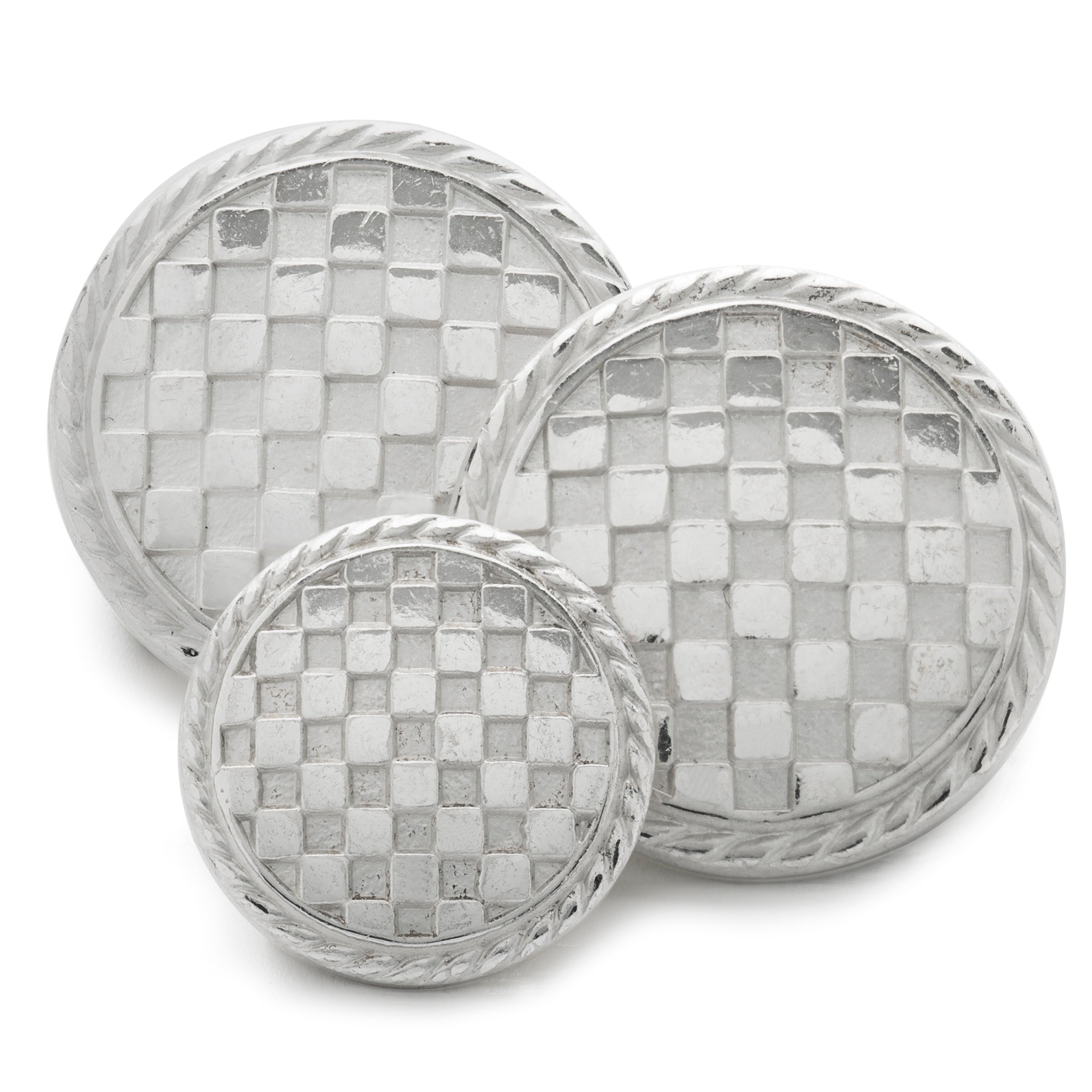 Checkerboard Blazer Button in Silver