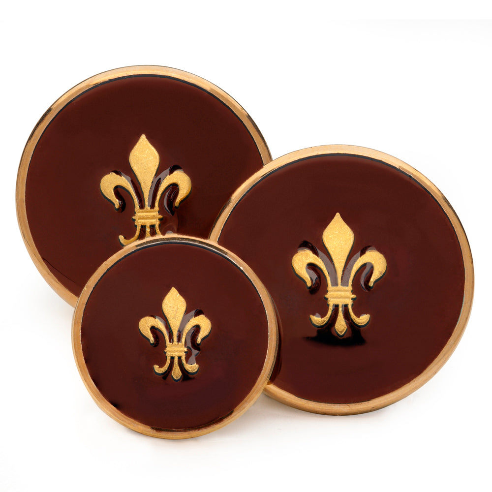 Fleur De Lys Blazer Button In Red Enamel