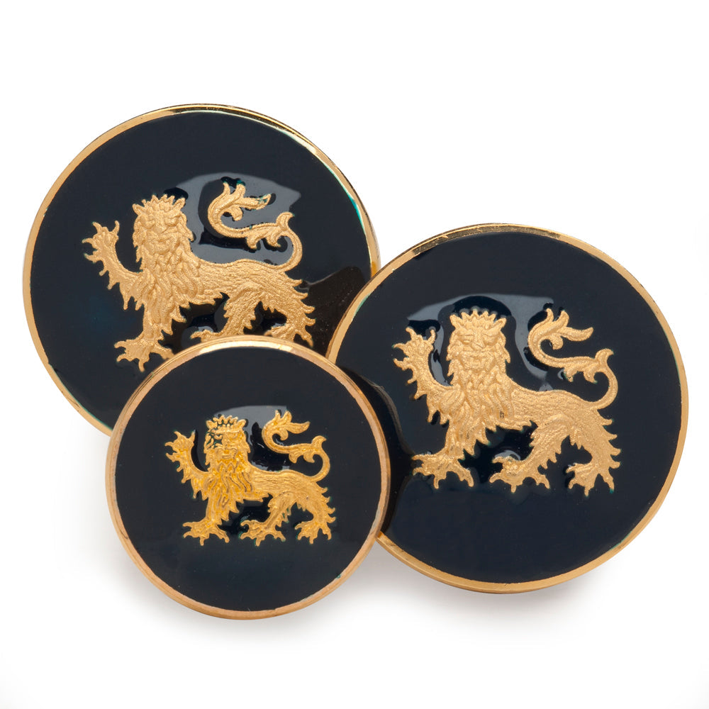 Lion Passant Guardant Blazer Button Set In Navy Enamel