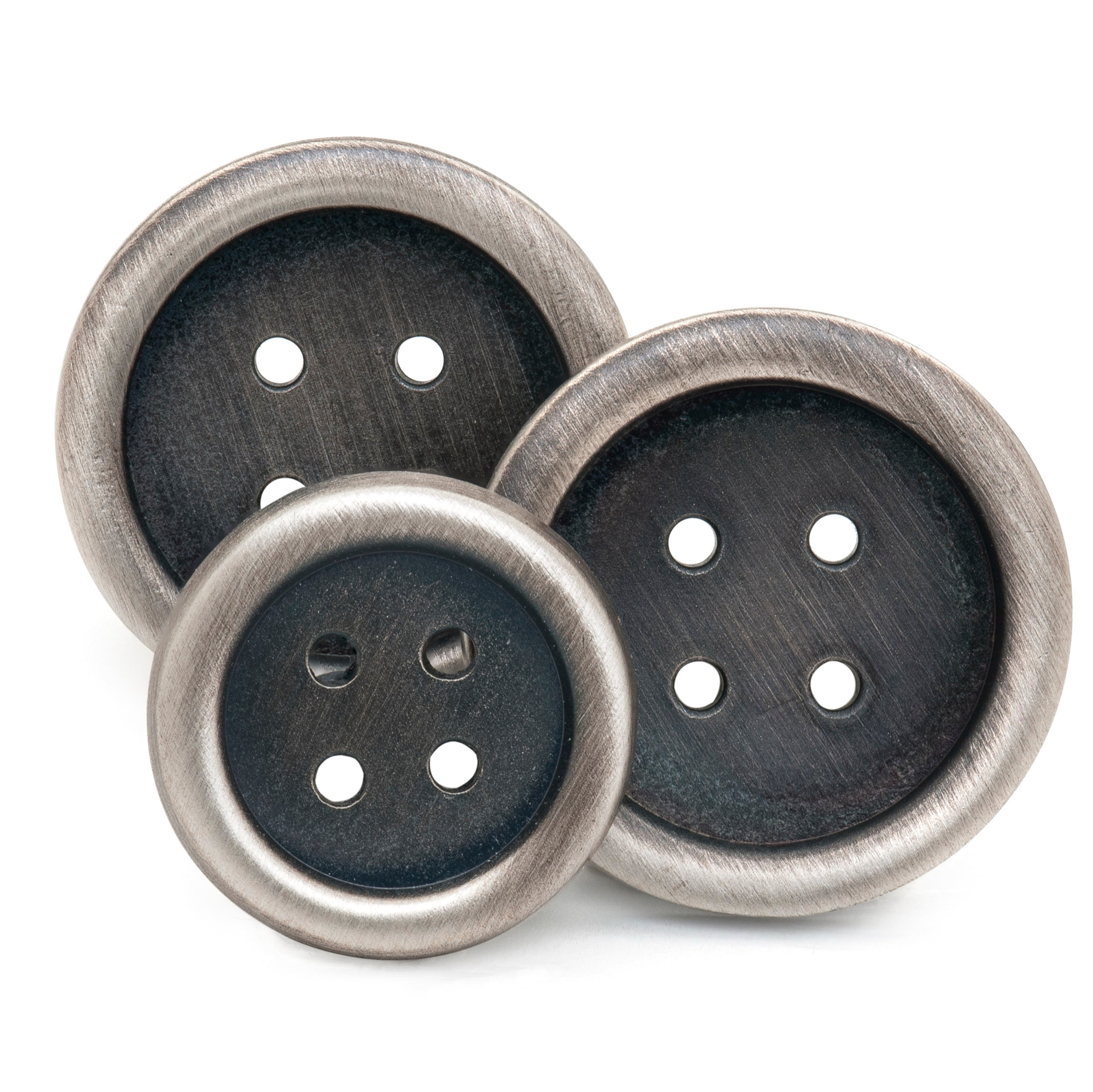 Four Hole Blazer Button Set In Antique Silver