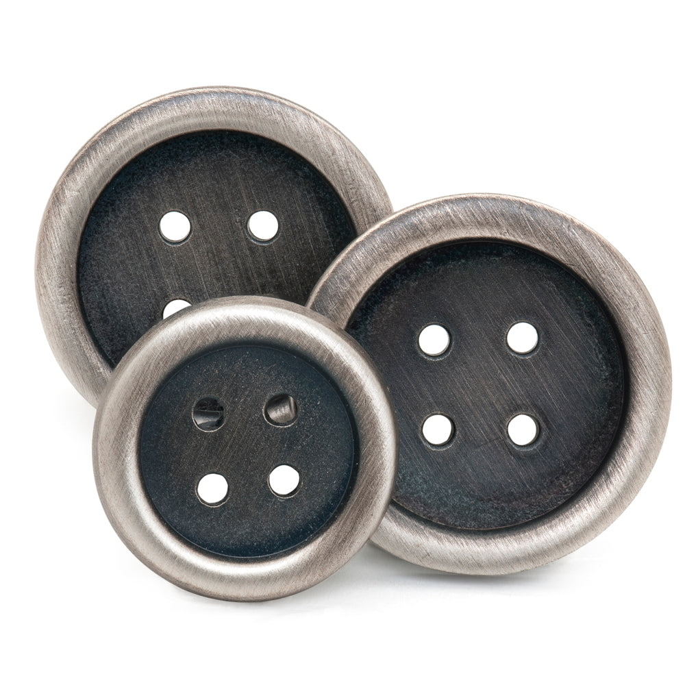 Four Hole Blazer Button Set In Antique Silver