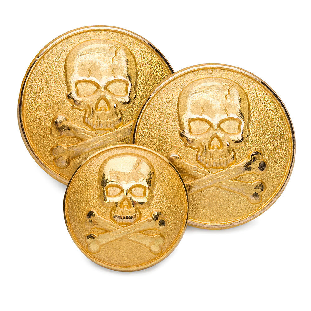 Skull & Crossbones Blazer Button Set In Gold