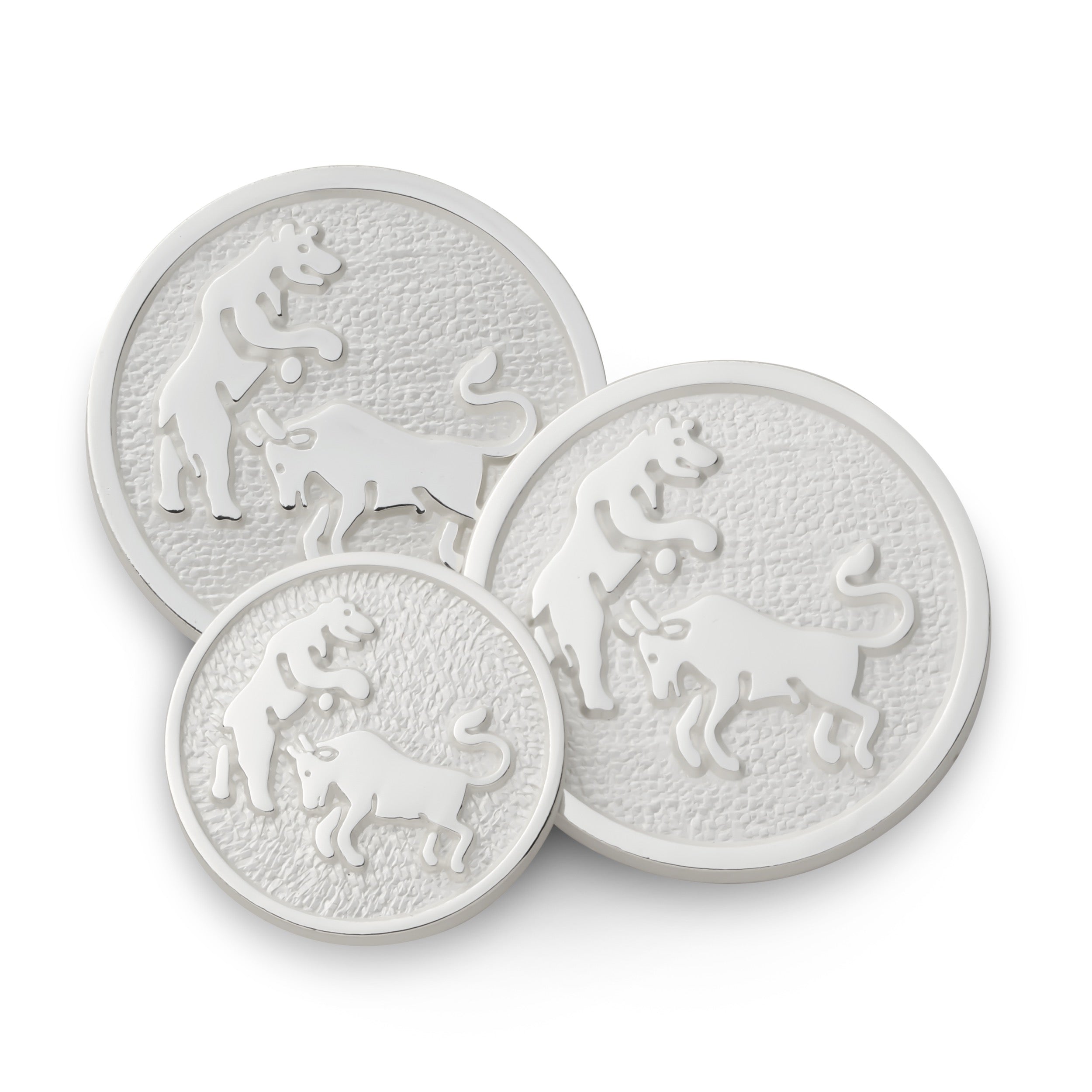 Bull And Bear Blazer Button Set In Silver