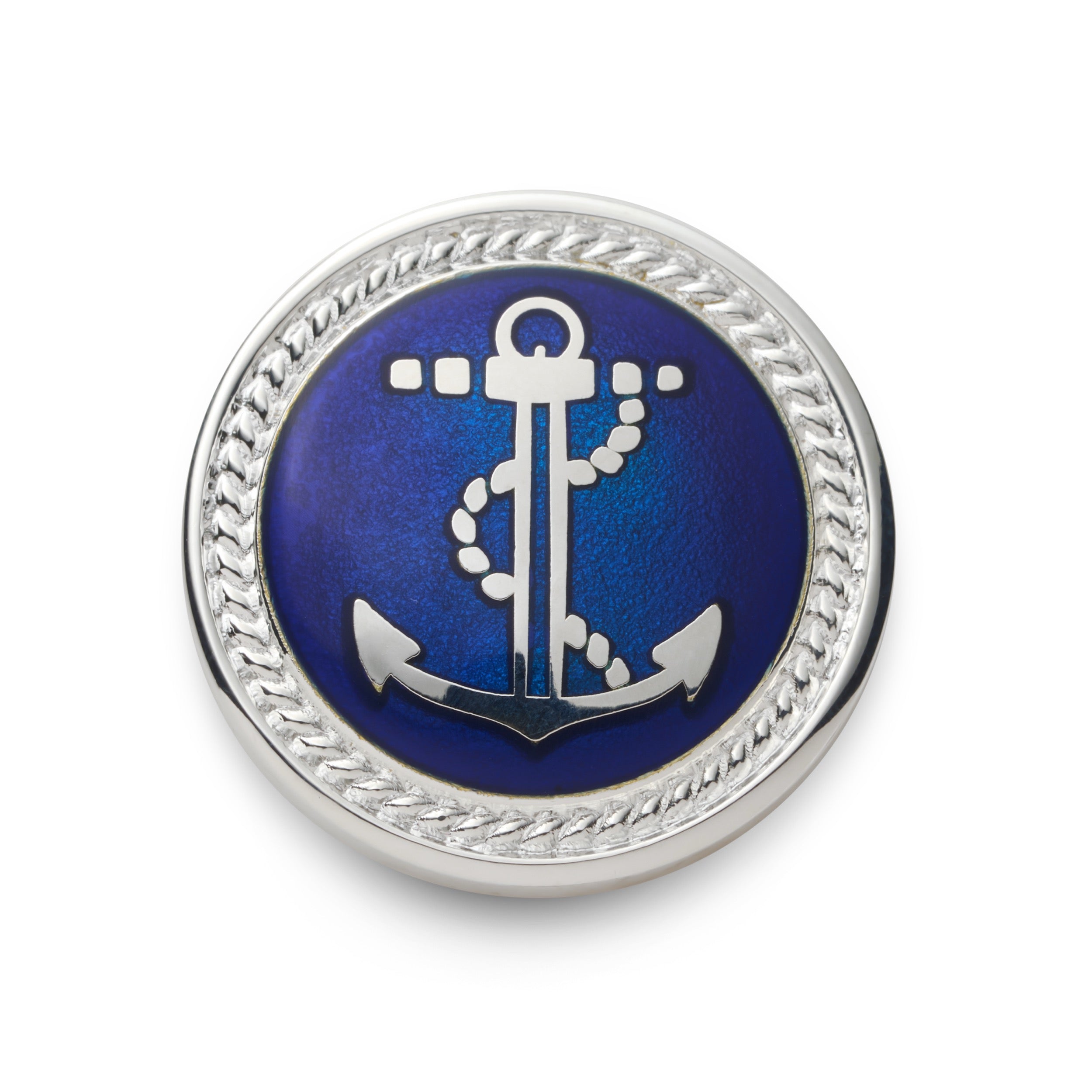 Anchor Blazer Button In Silver And Royal Blue