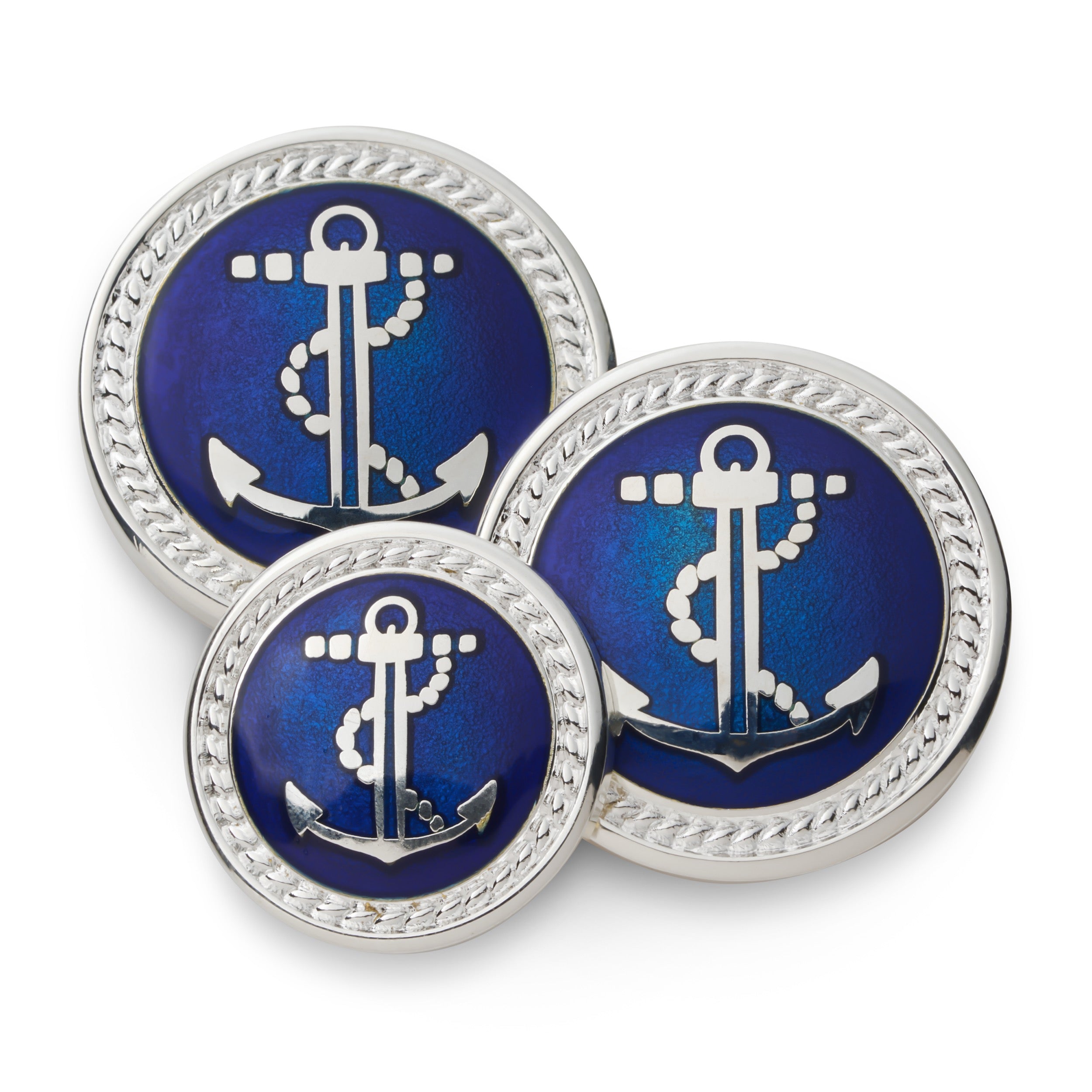 Anchor Blazer Button Set In Silver And Royal Blue