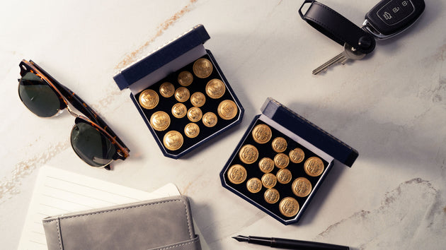 Polished Gilt Blazer Button Set | Luxury Men's Accessory by Benson & Clegg