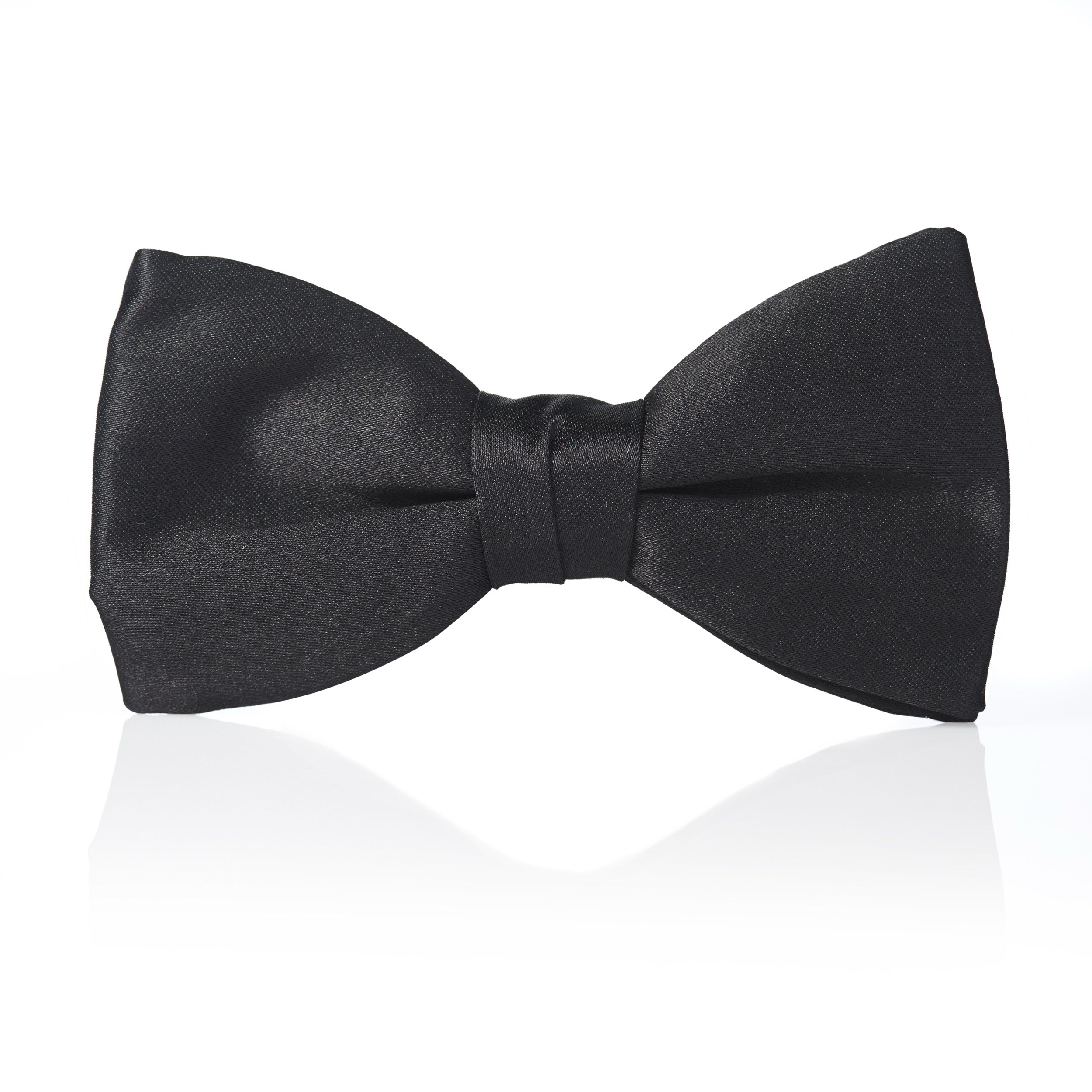 Black Satin Silk Pre-Tied Bow Tie