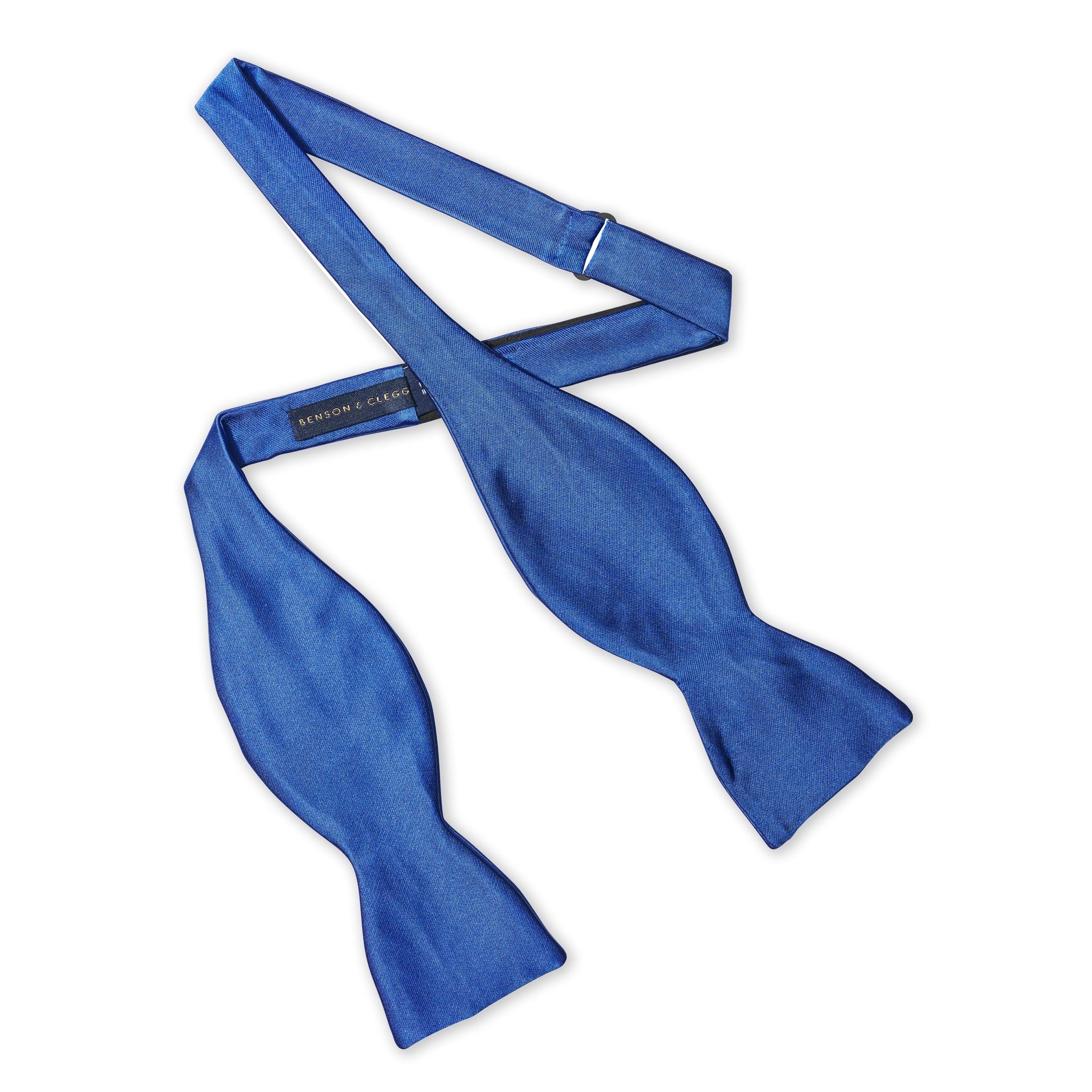 Blue Satin Silk Self-Tie Bow Tie