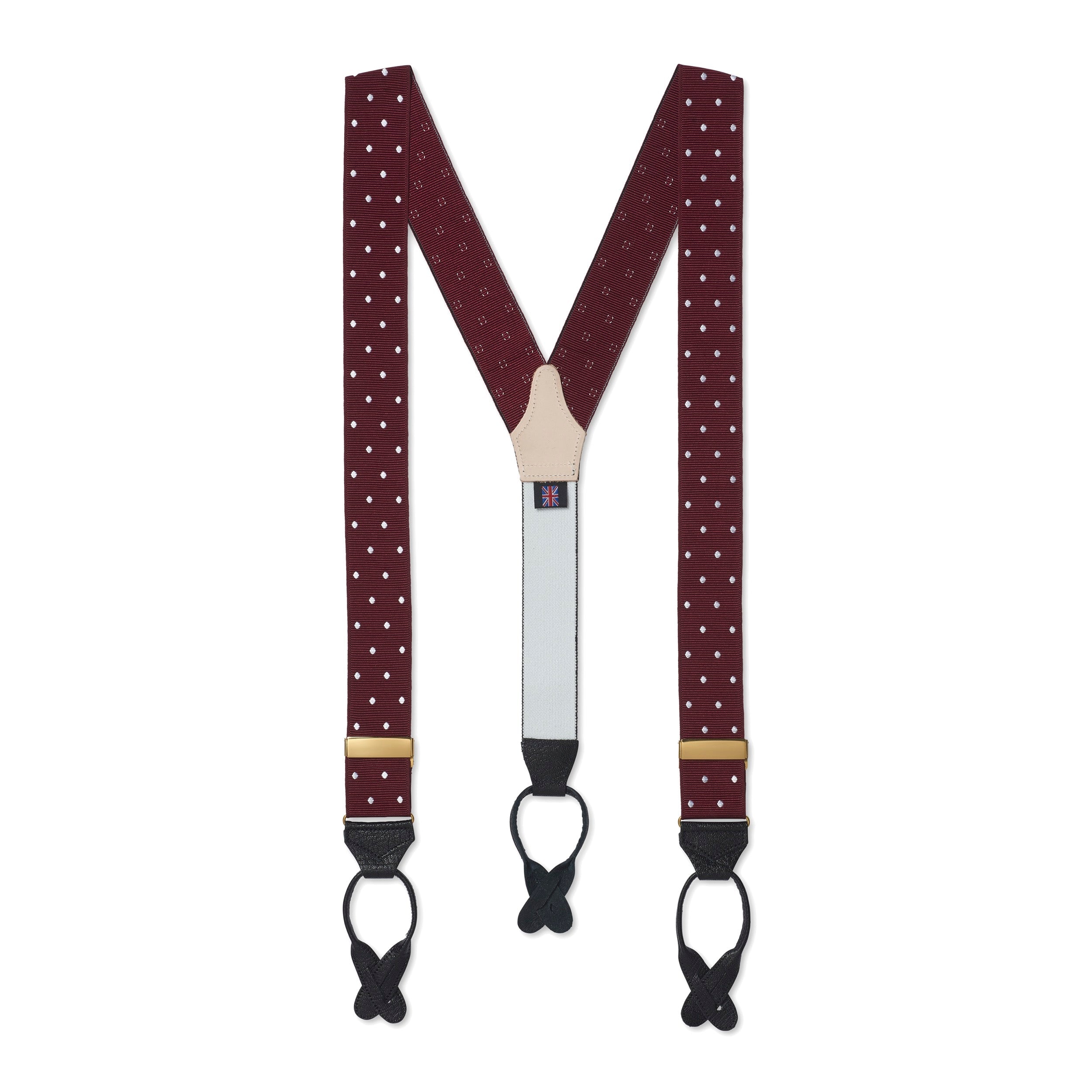 Benson & Clegg Wine & White Spot Moire Braces (mens suspenders)