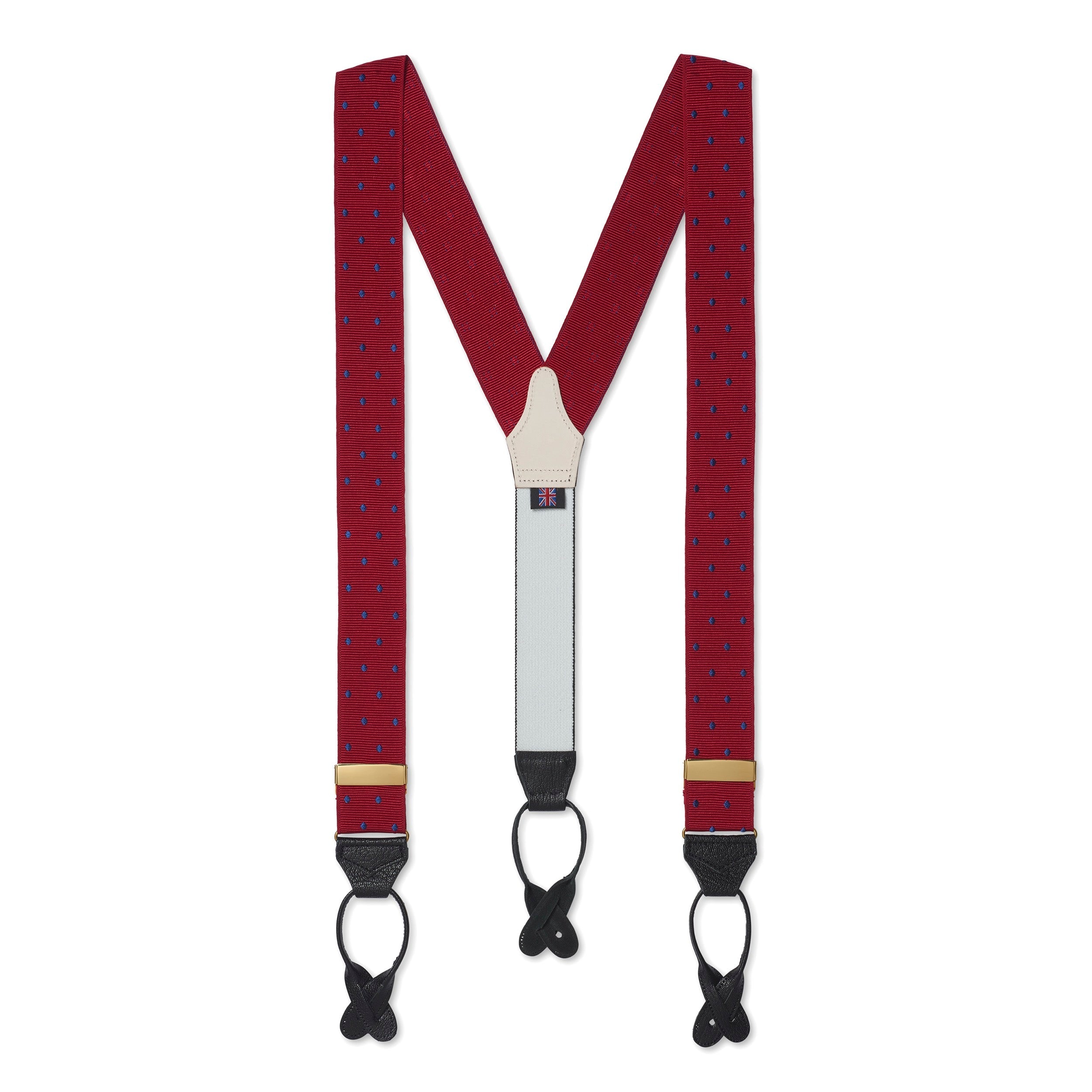 Benson & Clegg Red & Blue Spot Moire Braces (mens suspenders)