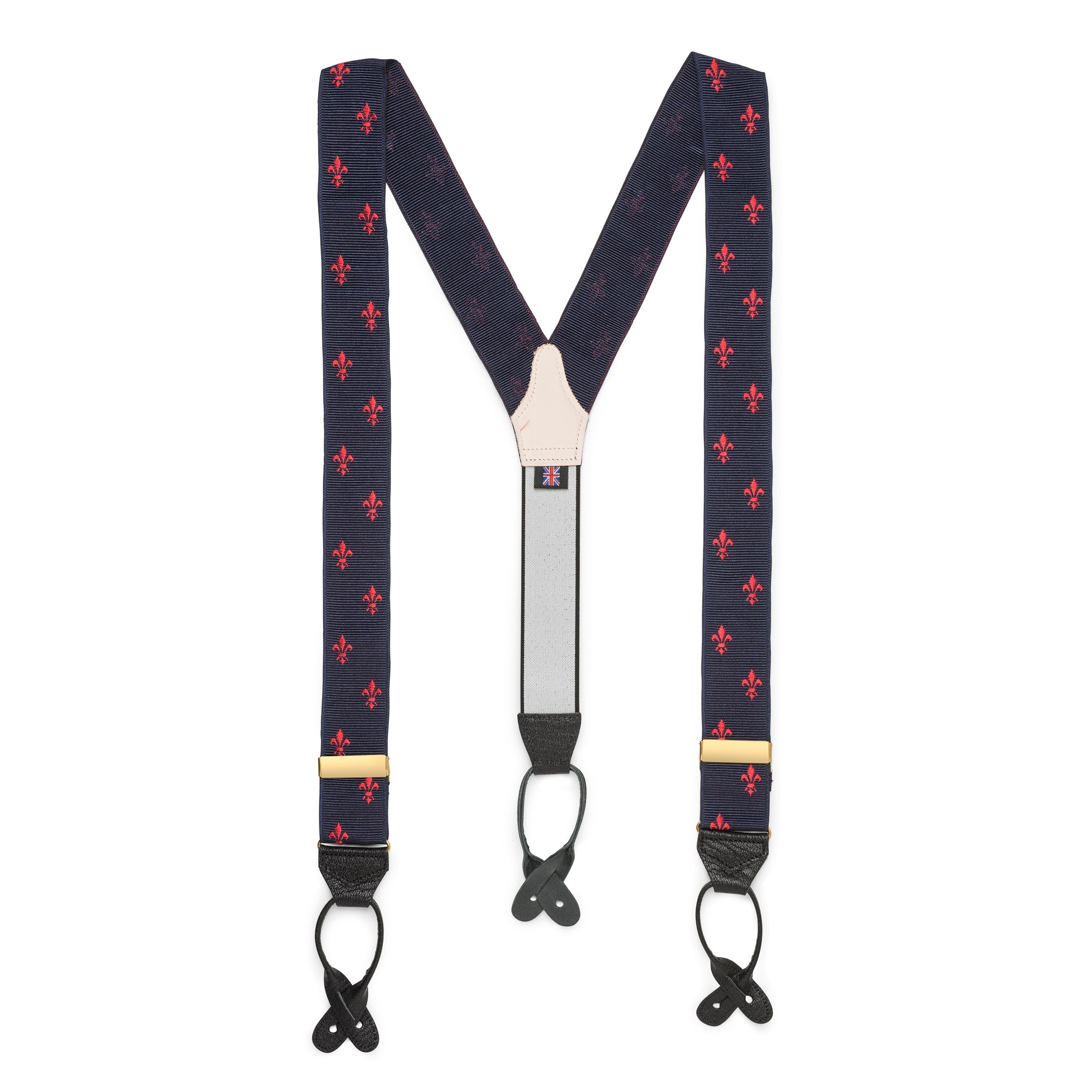 Benson & Clegg Fleur De Lys Braces In Navy (mens suspenders)