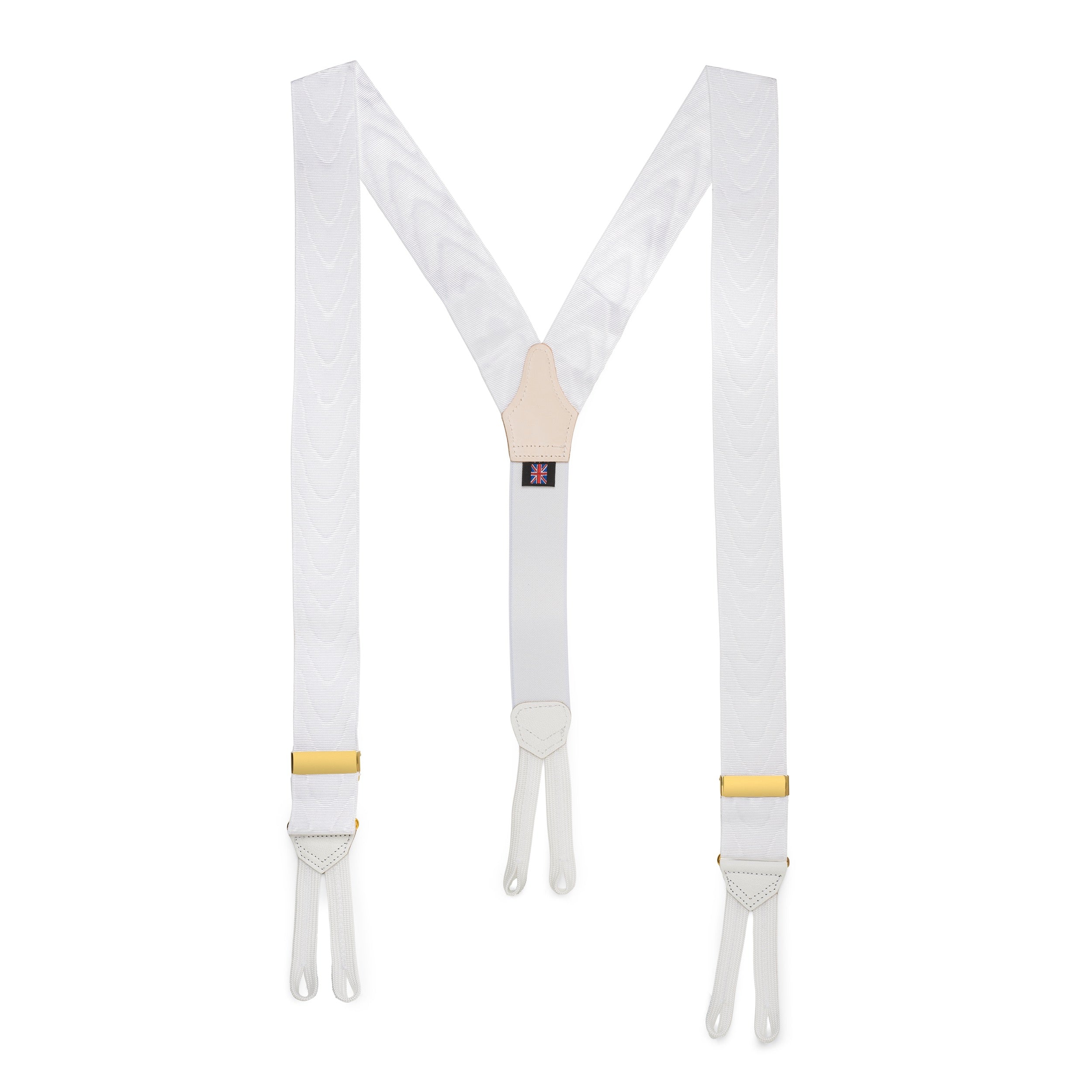 Benson & Clegg Silk Moire Braces In White (mens suspenders)