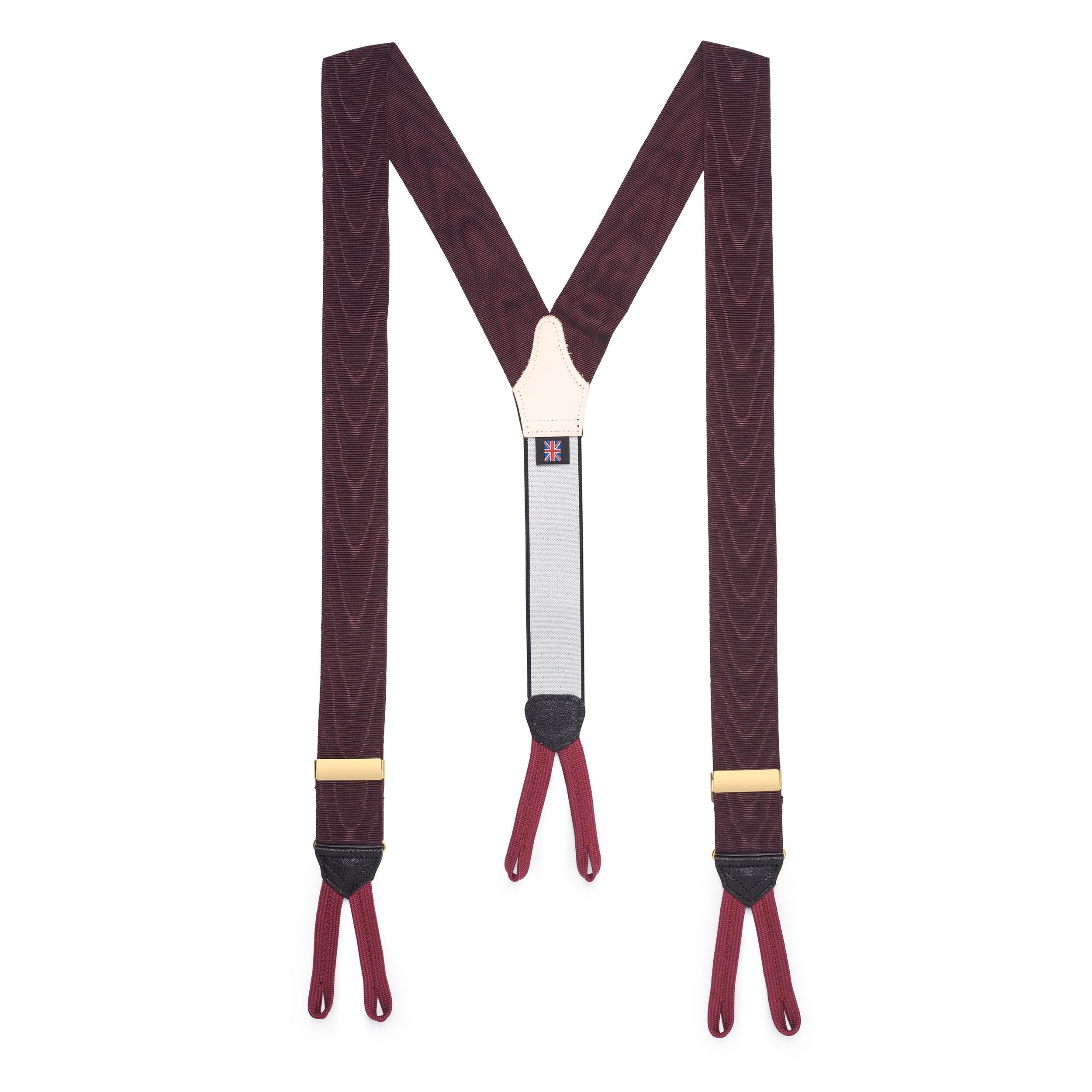 Benson & Clegg Silk Moire Braces In Wine (mens suspenders)